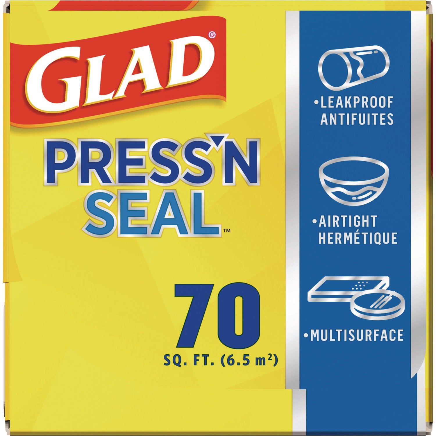 Glad® Press'n Seal Food Plastic Wrap, 70 Square Foot Roll, 12 Rolls/Carton