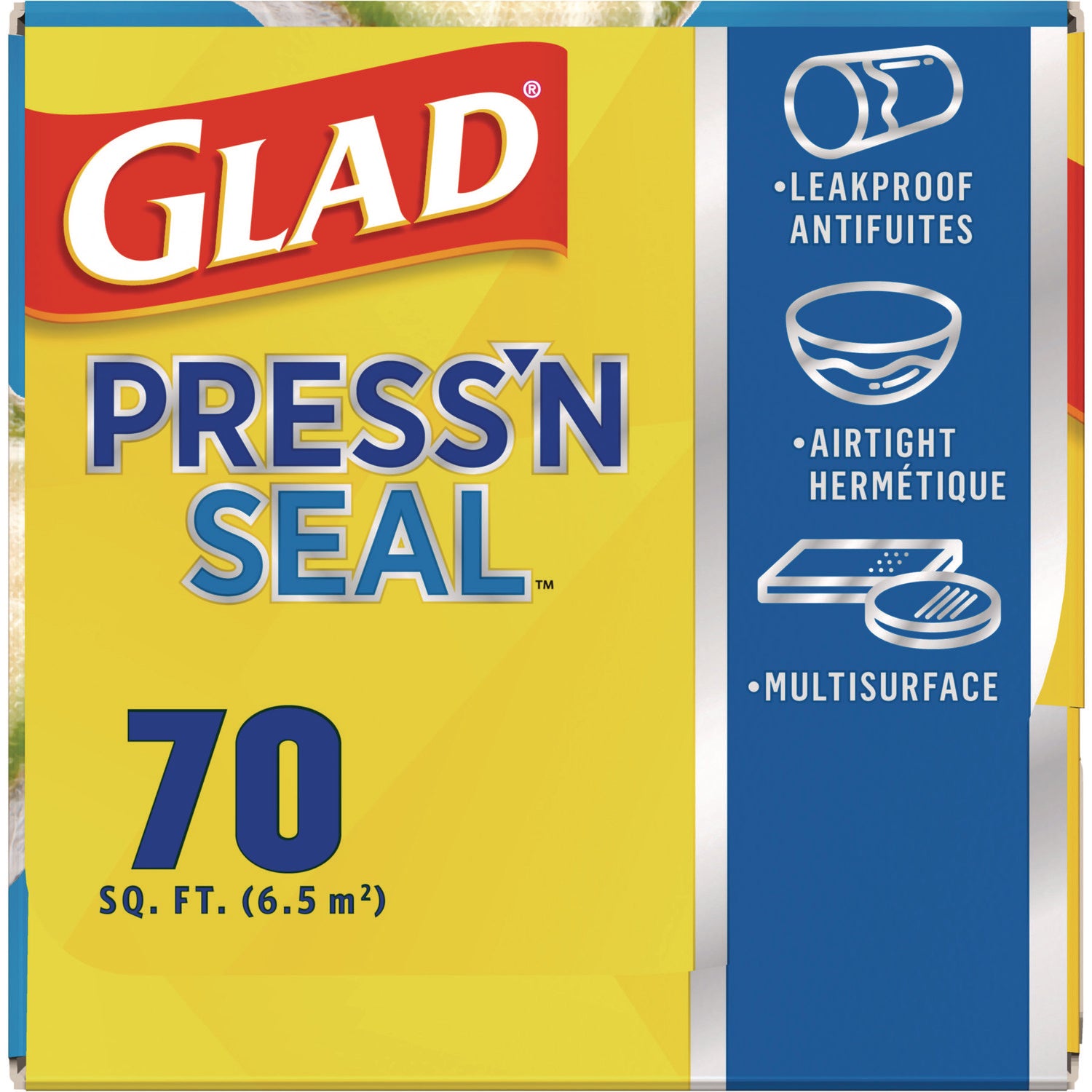 Glad® Press'n Seal Food Plastic Wrap, 70 Square Foot Roll, 12 Rolls/Carton