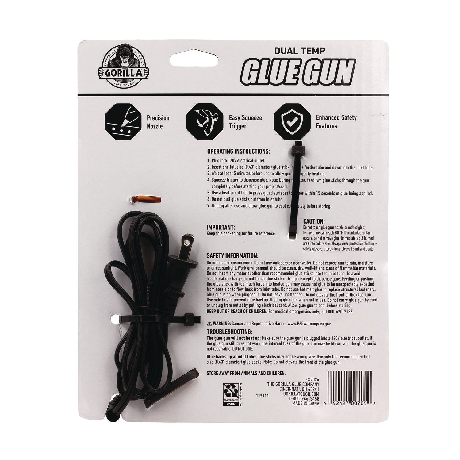 Gorilla® Dual Temp Hot Glue Gun, Orange/Black