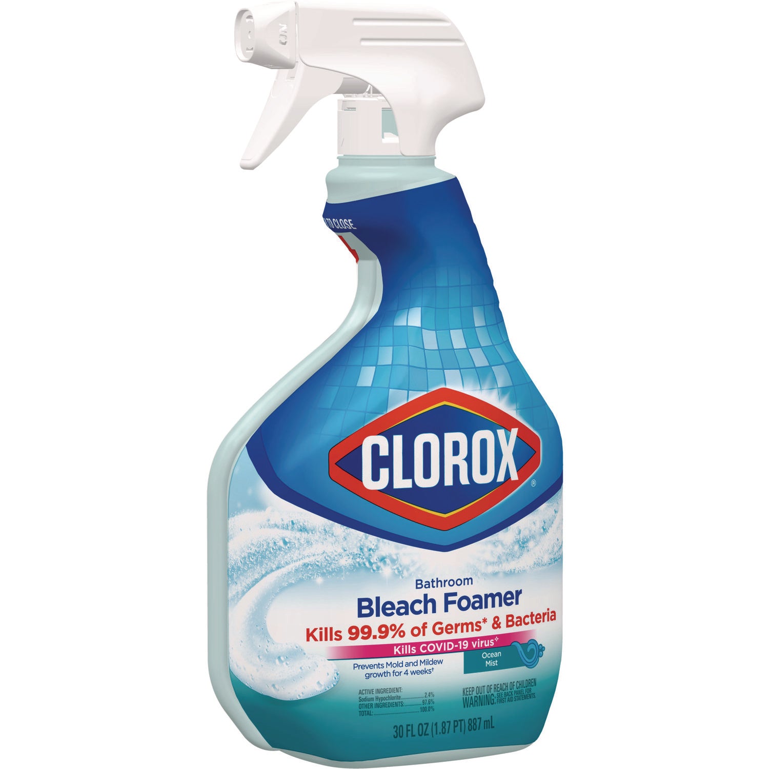 Clorox® Bleach Foamer Bathroom Spray, Original, 30 oz Spray Bottle, 9/Carton