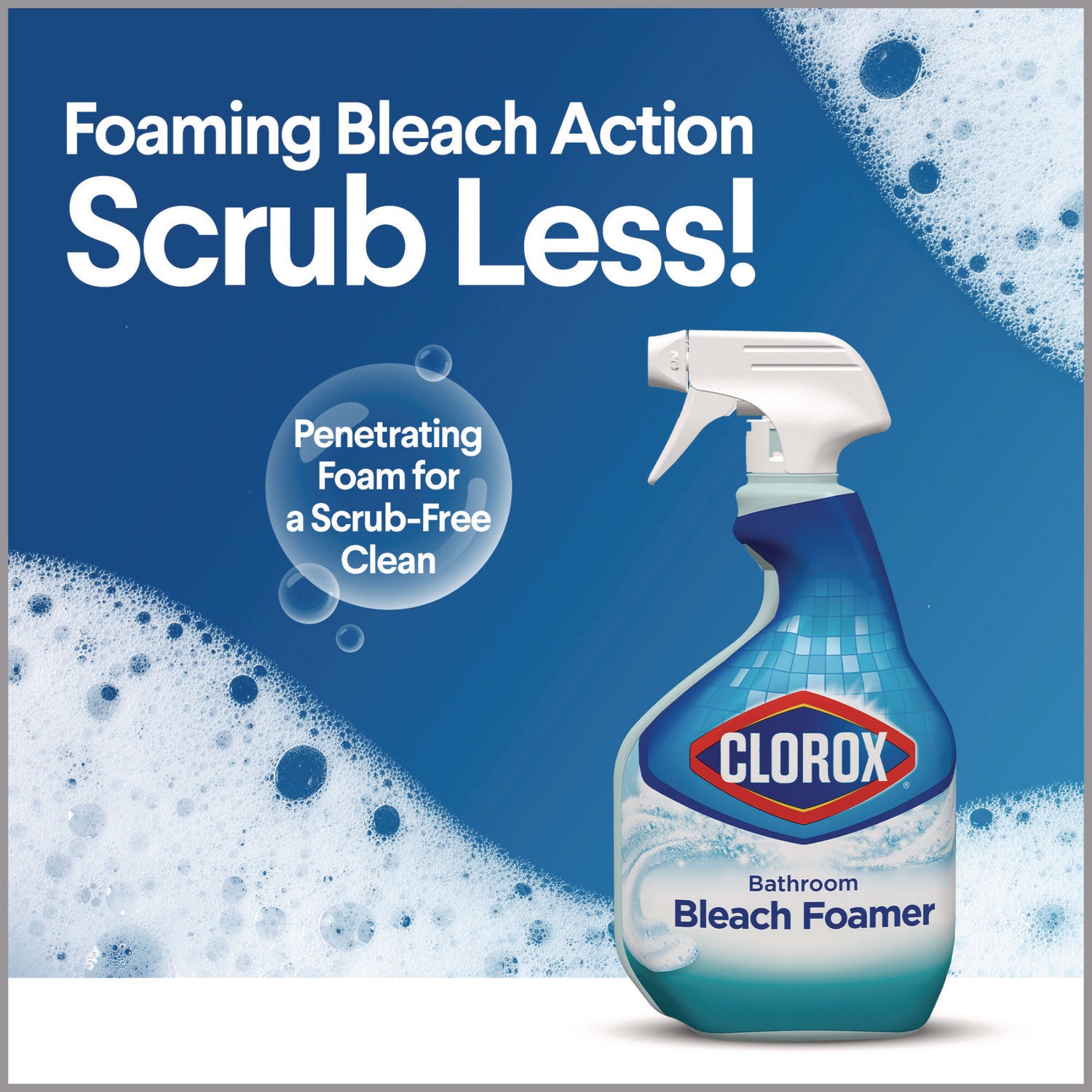 Clorox® Bleach Foamer Bathroom Spray, Original, 30 oz Spray Bottle, 9/Carton