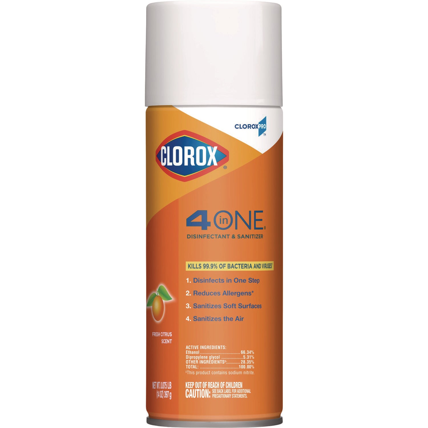 4-in-One Disinfectant and Sanitizer, Citrus, 14 oz Aerosol Spray