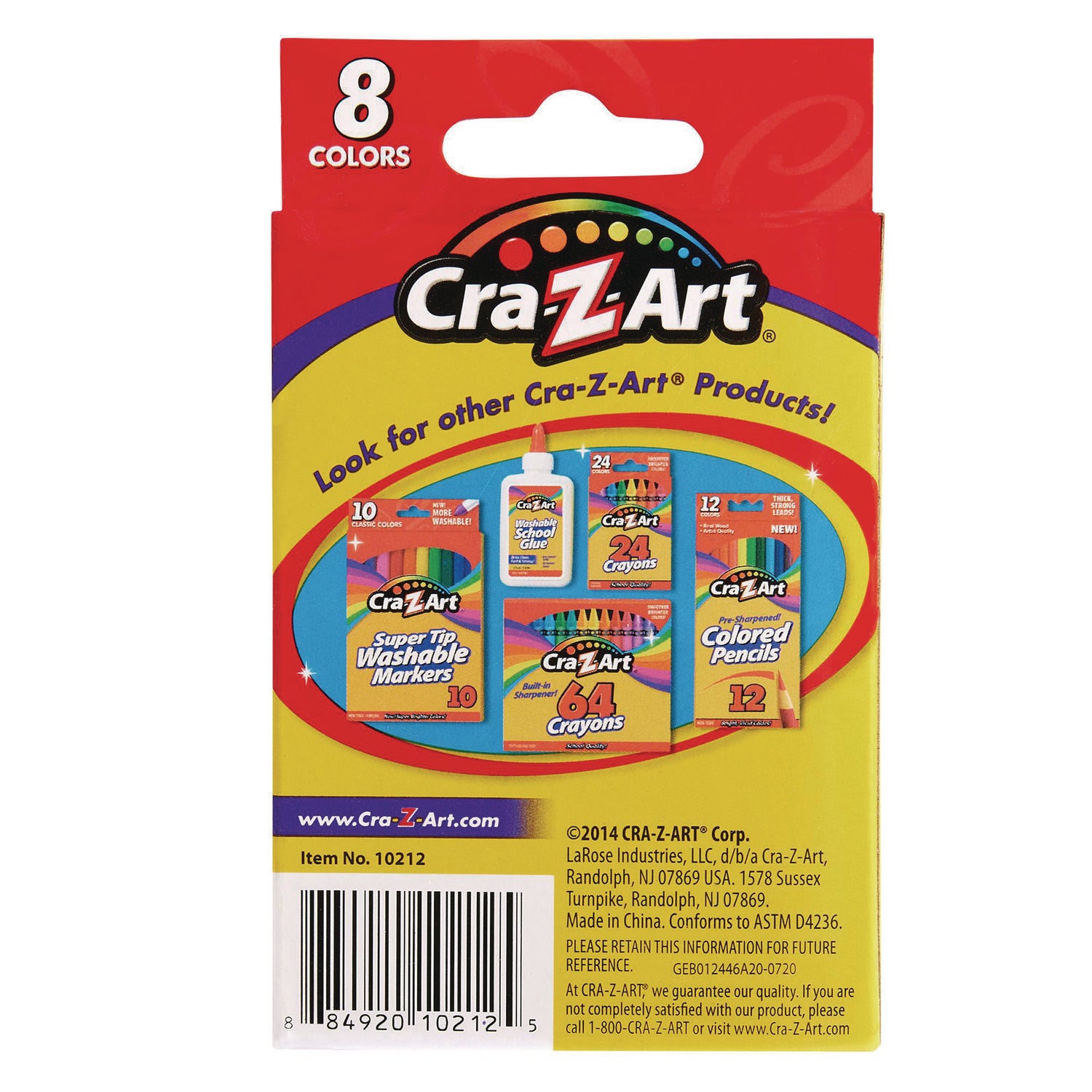 Cra-Z-Art® Crayons, 8 Assorted Colors, 8/Pack