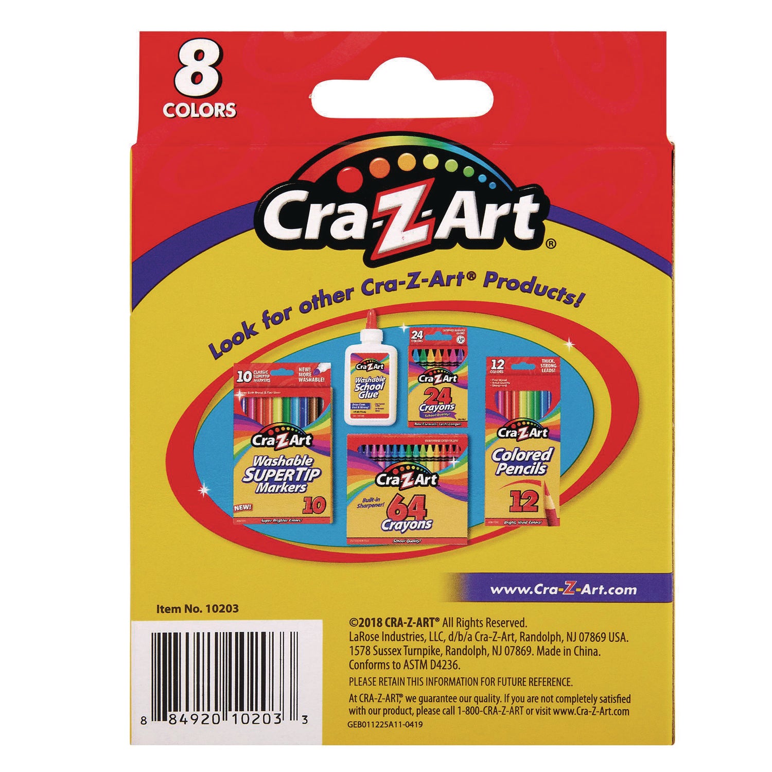 Cra-Z-Art® Jumbo Crayons, 8 Assorted Colors, 8/Pack