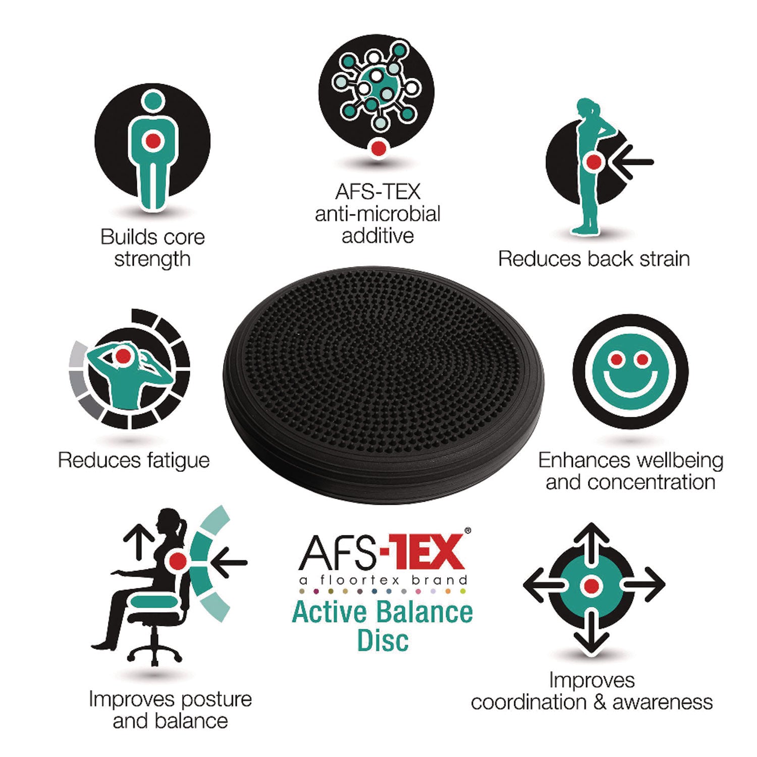 Floortex® ATS-TEX Active Balance Disc, 3 x 13 dia, Midnight Black