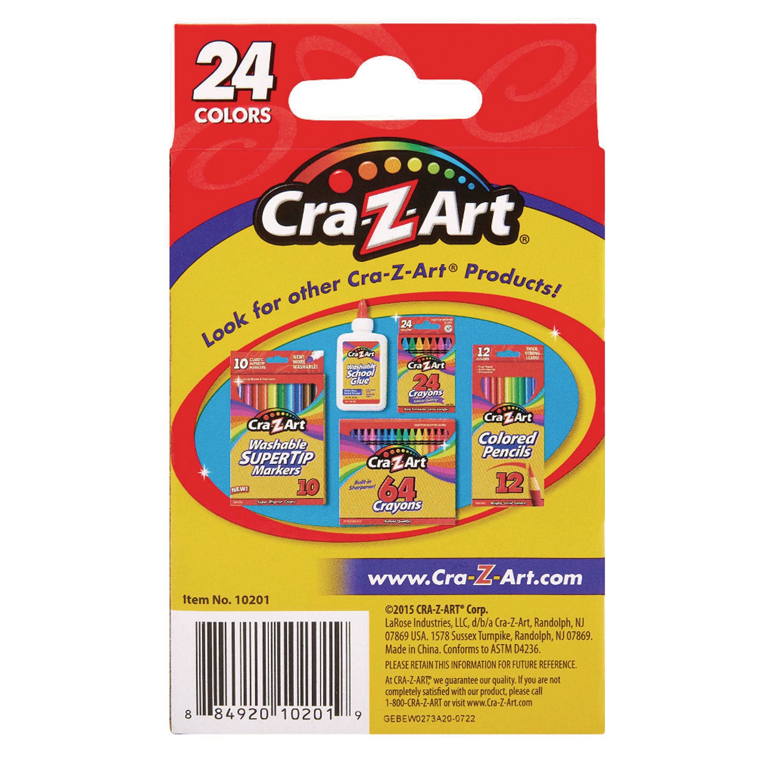 Cra-Z-Art® School Quality Crayon, Assorted Colors, 24/Box