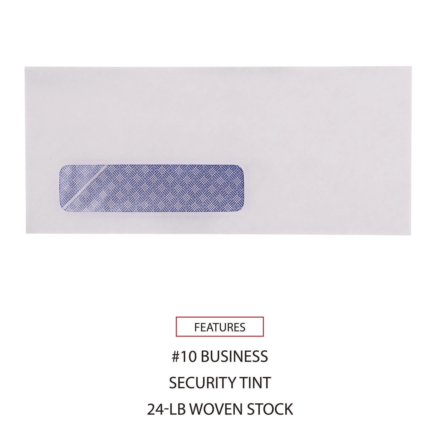 Universal® Open-Side Security Tint Business Envelope, 1 Window, #10, Commercial Flap, Gummed Closure, 4.13 x 9.5, White, 500/Box