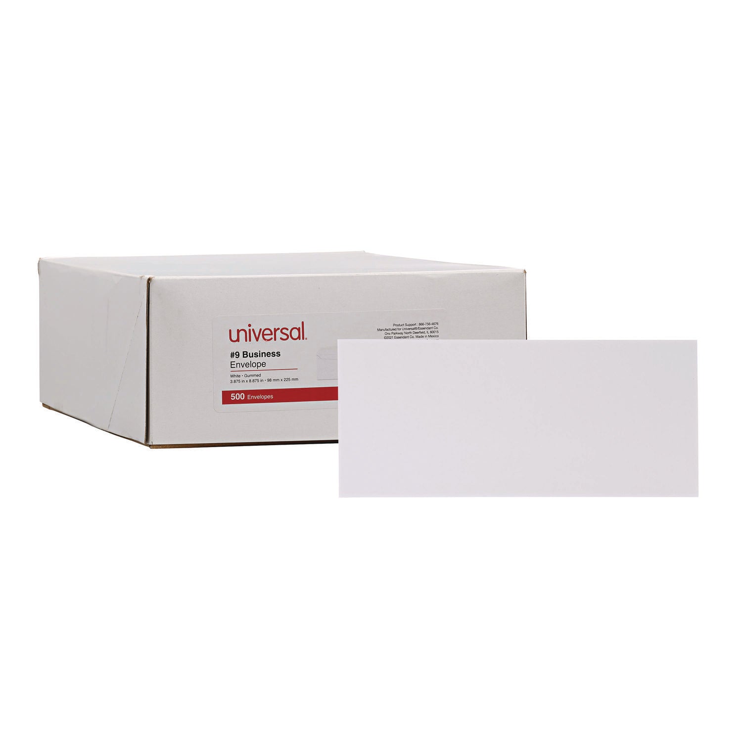 Open-Side Business Envelope, #9, Square Flap, Gummed Closure, 3.88 x 8.88, White, 500/Box