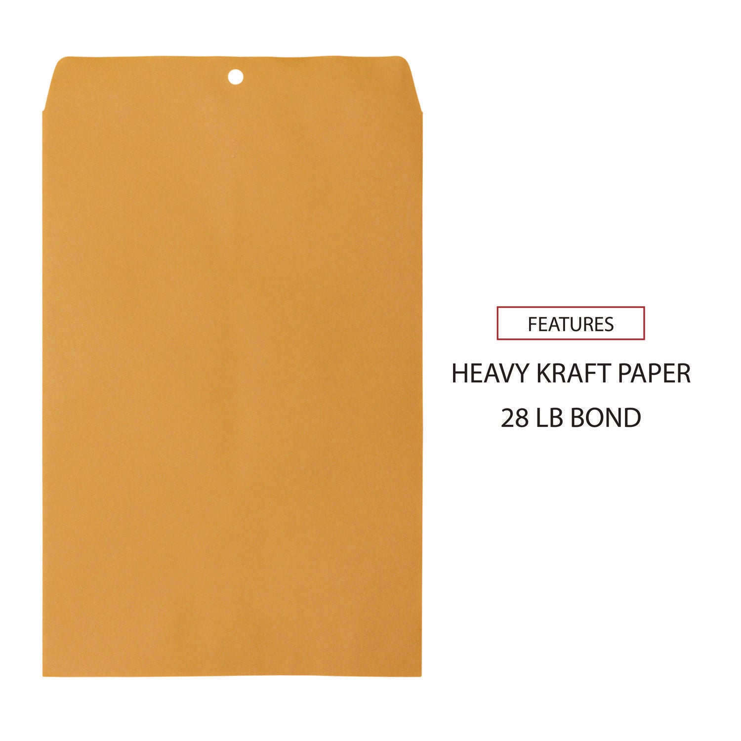 Universal® Kraft Clasp Envelope, #98, Square Flap, Clasp/Gummed Closure, 10 x 15, Brown Kraft, 100/Box