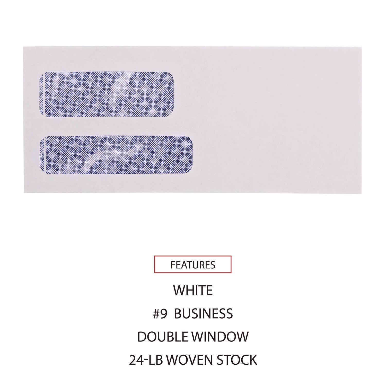 Universal® Double Window Business Envelope, #9, Commercial Flap, Gummed Closure, 3.88 x 8.88, White, 500/Box