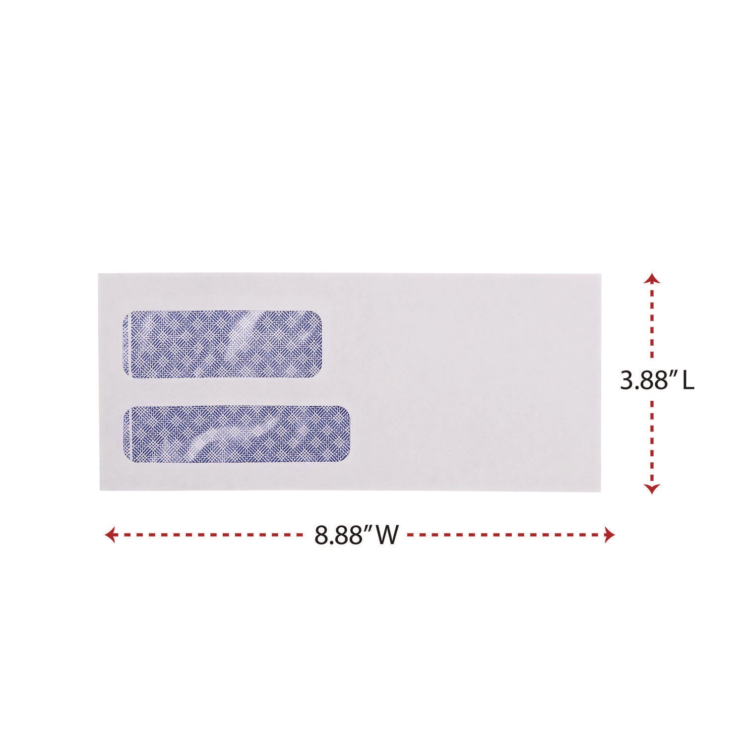 Universal® Double Window Business Envelope, #9, Commercial Flap, Gummed Closure, 3.88 x 8.88, White, 500/Box