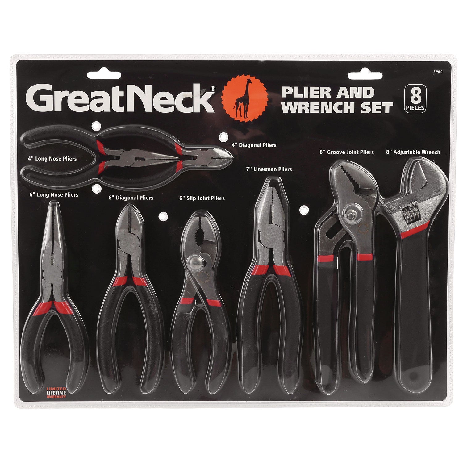 Great Neck® 8-Piece Steel Pliers and Wrench Tool Set