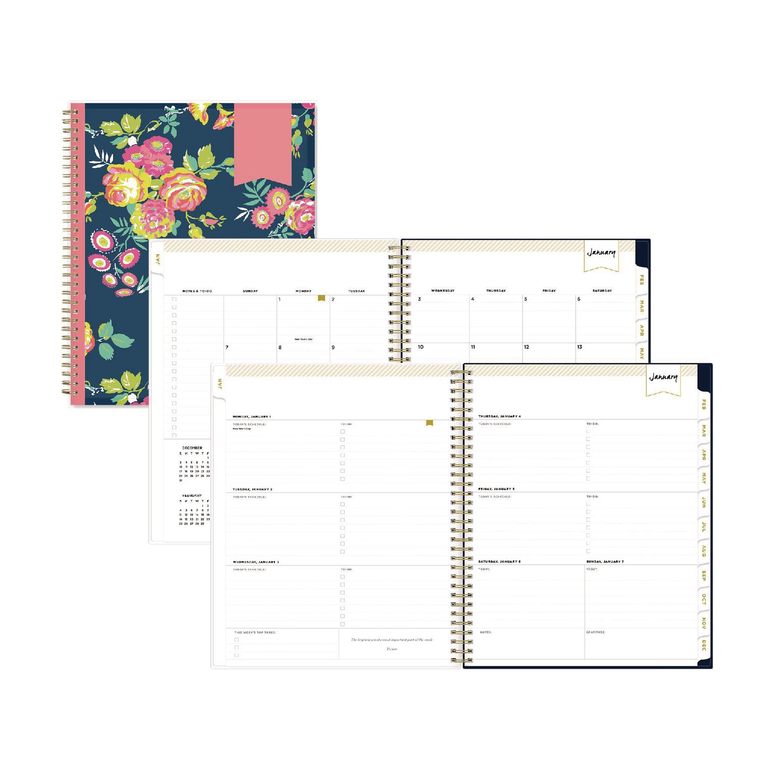 Day Designer Peyton Create-Your-Own Cover Weekly/Monthly Planner, Floral Artwork, 11 x 8.5, Navy, 12-Month (Jan to Dec): 2025