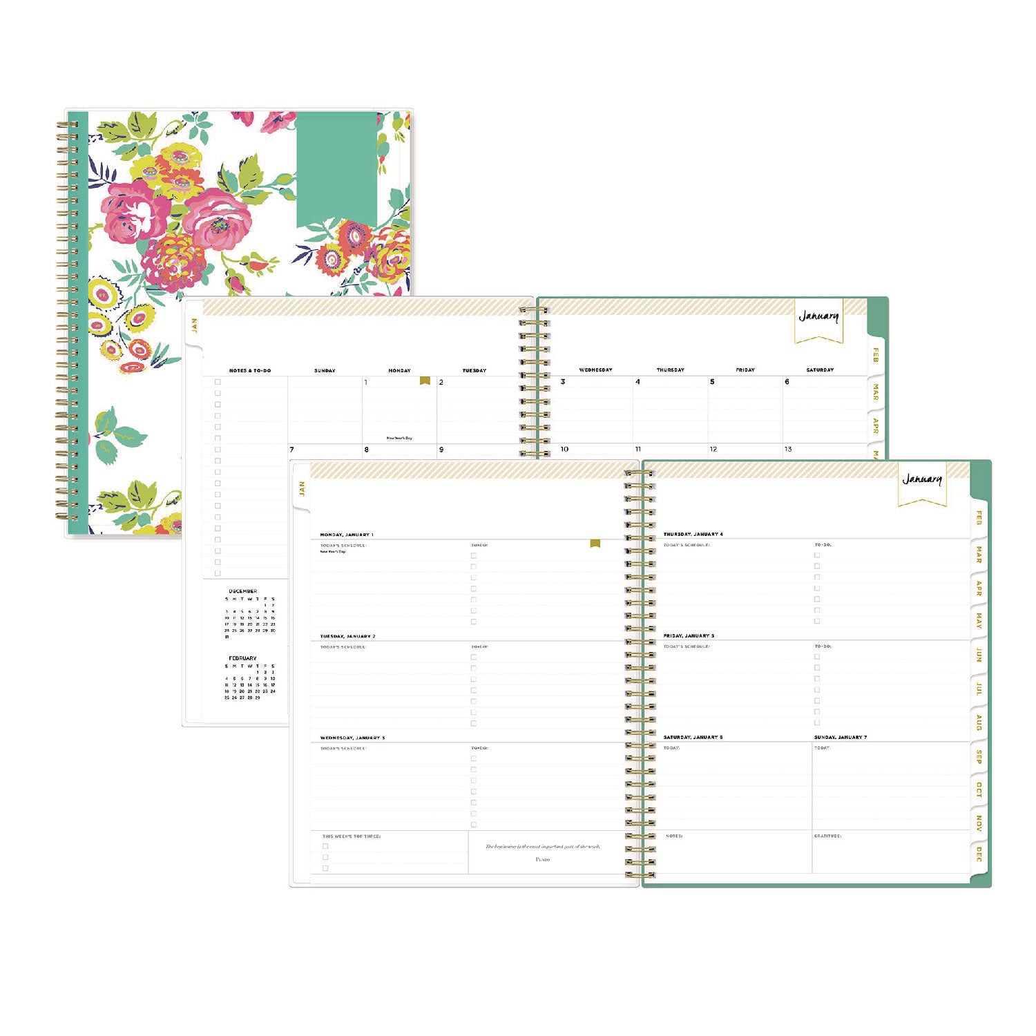 Day Designer Peyton Create-Your-Own Cover Weekly/Monthly Planner, Floral Artwork, 11 x 8.5, White, 12-Month (Jan-Dec): 2025