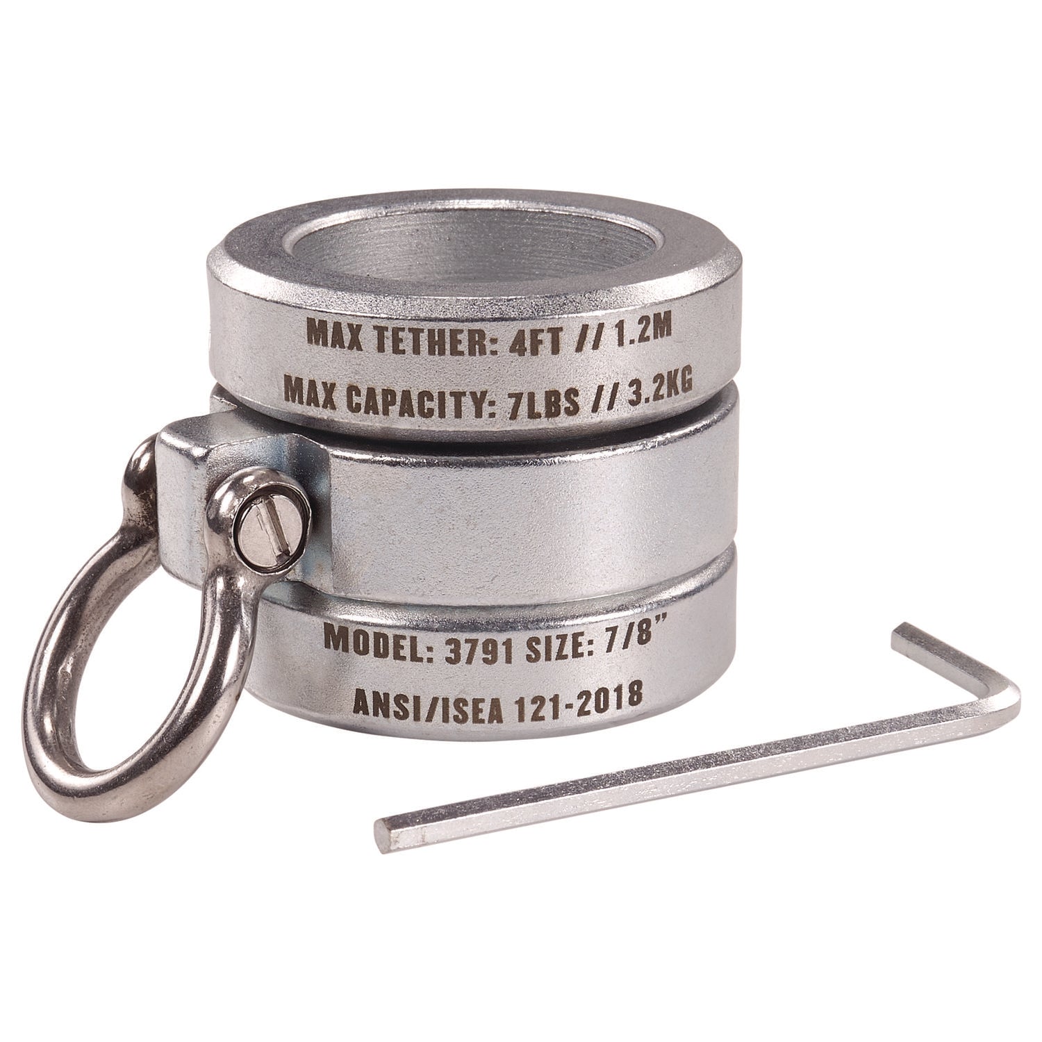 Squids 3791 Sleever/Connecting Bar Lock Collar with Tool Attachment Point, 7 lb Max Working Capacity, 0.87" Long, Silver