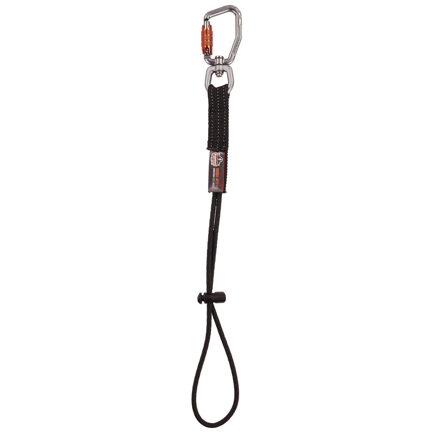 Squids 3714 Elastic Tool Tail Lanyard w/Carabiner and Cinch Loop, 10 lb Max Working Capacity, 15