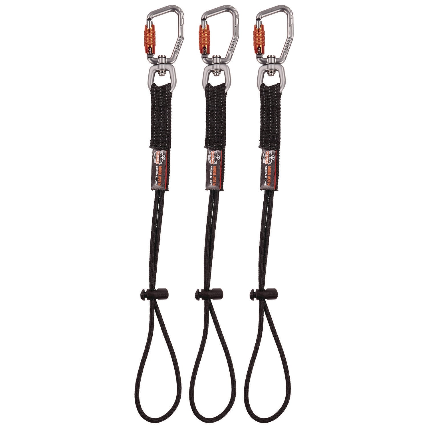 Squids 3714 Elastic Tool Tail Lanyard w/Carabiner and Cinch Loop, 10 lb Max Working Capacity, 15