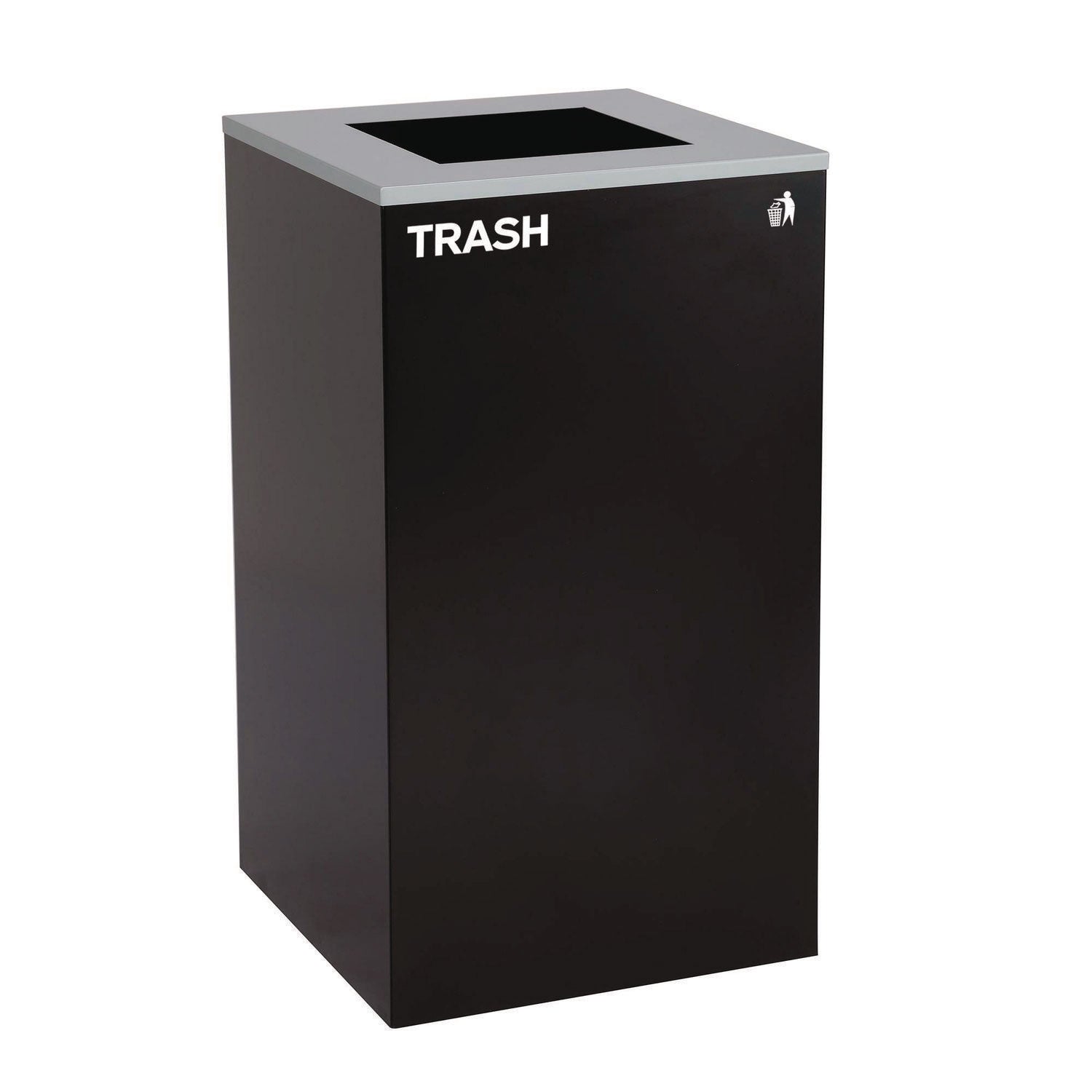 29 Gallon Trash/Recycling Cans, Steel, Blue Mixed Recycling Can with Square Lid, Black Trash Can with Square Lid Alpine Industries Flipcost