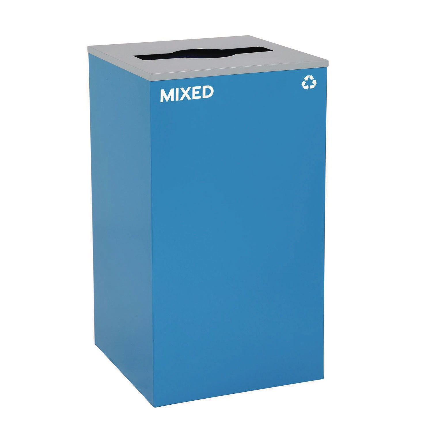 29 Gallon Trash/Recycling Cans, Steel, Blue Mixed Recycling with Mixed Lid, Black Trash Can with Square Lid Alpine Industries Flipcost