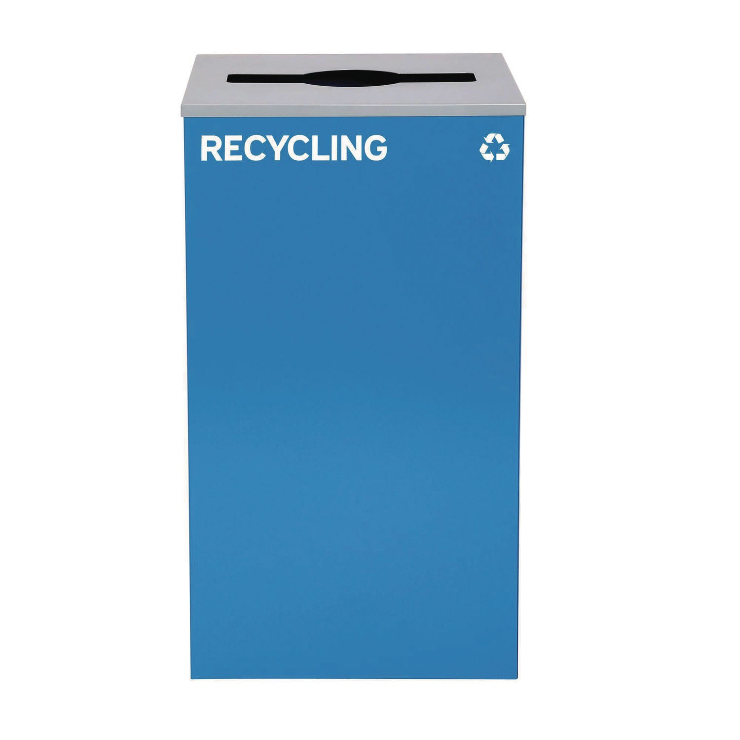 29 Gallon Trash/Recycling Cans, Steel, Blue Recycling with Mixed Lid, Black Trash Can with Square Lid Alpine Industries Flipcost