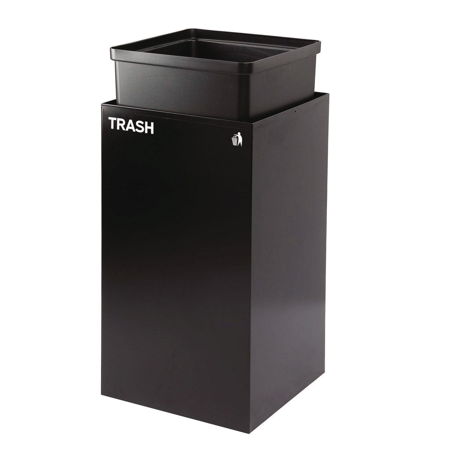 29 Gallon Trash/Recycling Cans, Steel, Blue Recycling with Mixed Lid, Black Trash Can with Square Lid Alpine Industries Flipcost