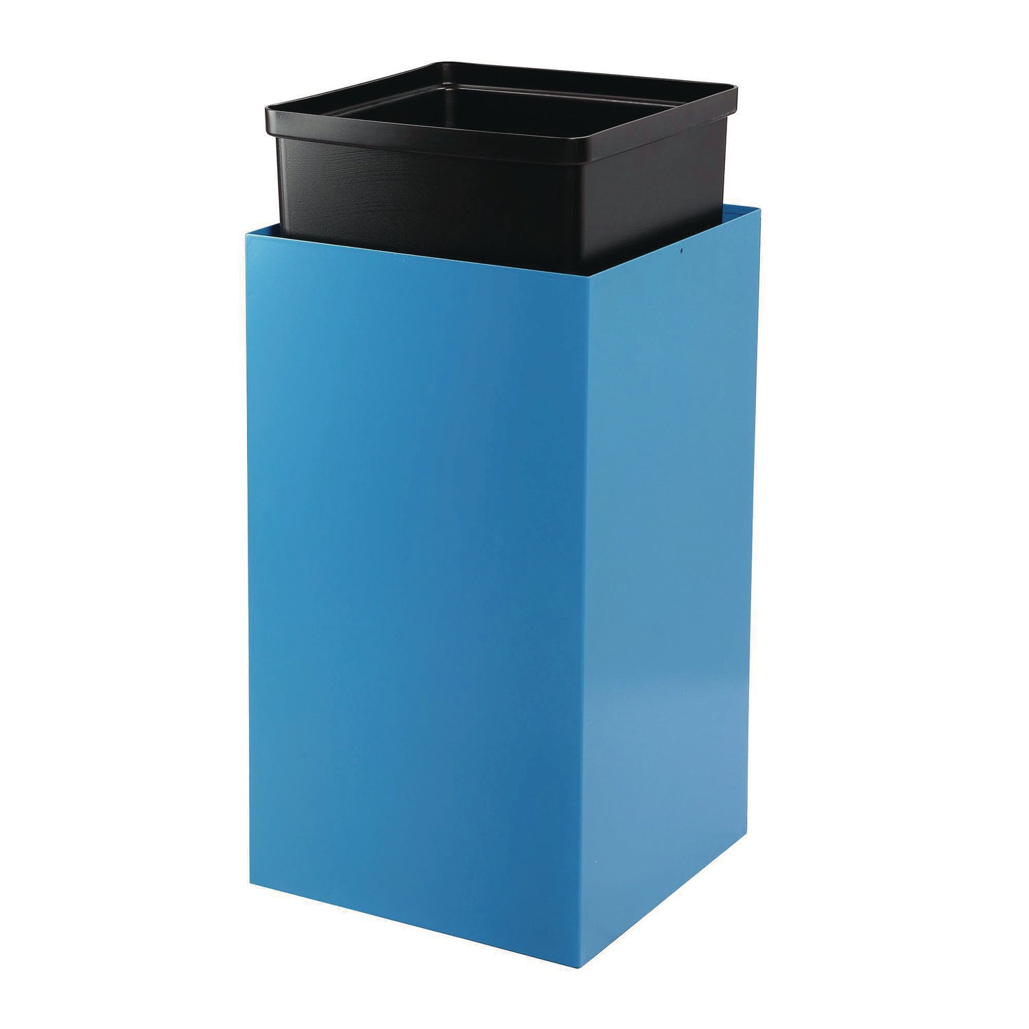 29 Gallon Trash/Recycling Cans, Steel, Blue Recycling with Circle Lid, Black Trash Can with Square Lid Alpine Industries Flipcost