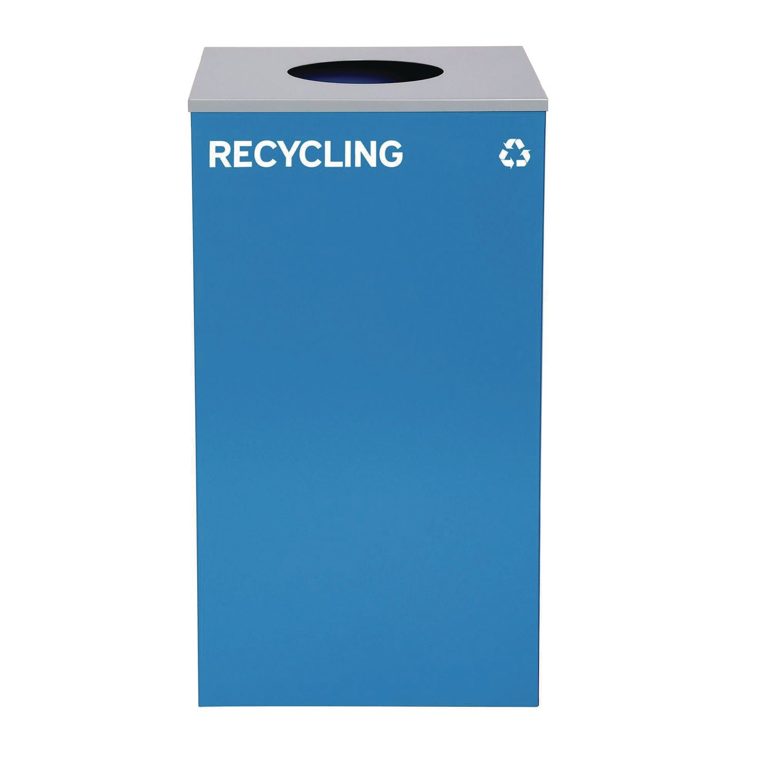 29 Gallon Trash/Recycling Cans, Steel, Blue Recycling with Circle Lid, Black Trash Can with Square Lid Alpine Industries Flipcost