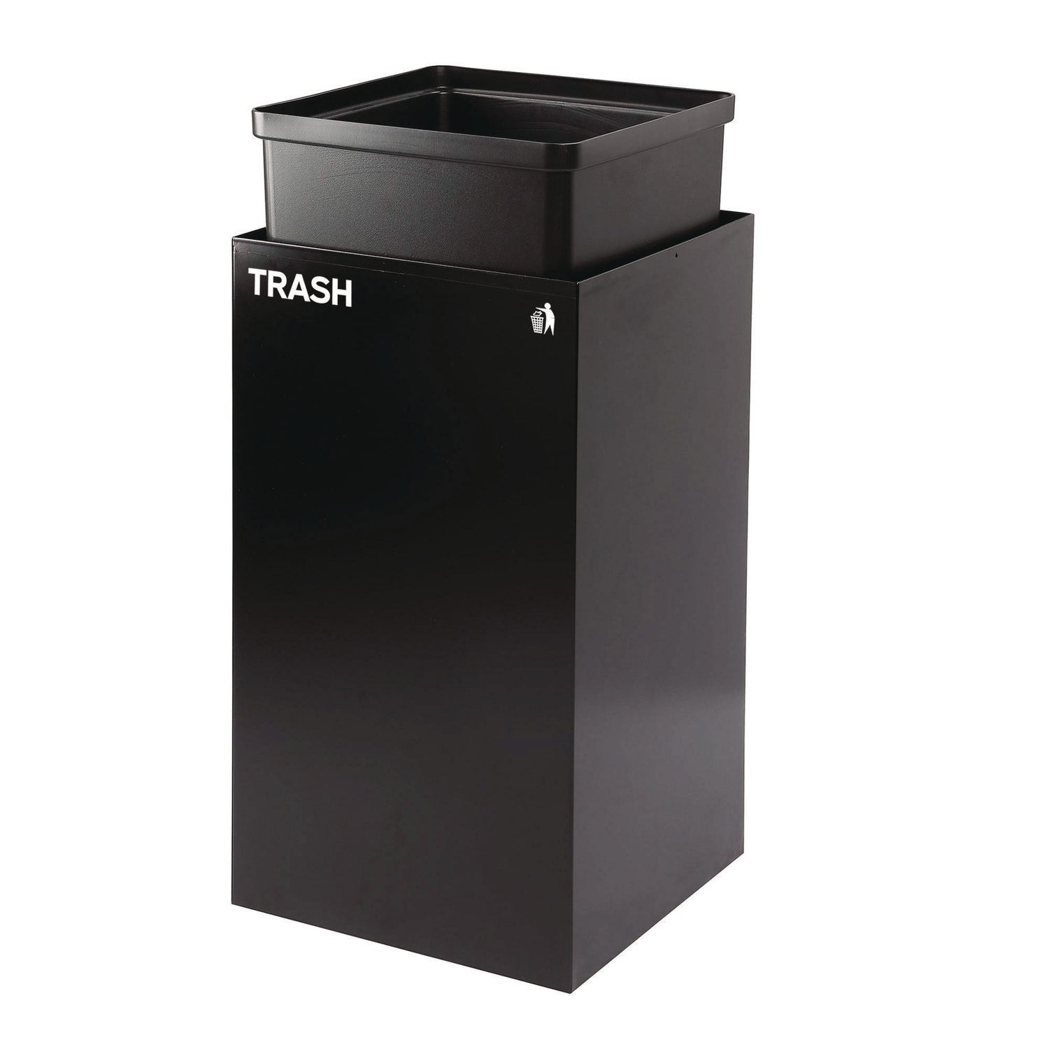 29 Gallon Trash/Recycling Cans, Steel, Green Recycling Can with Square Lid, Black Trash Can with Square Lid Alpine Industries Flipcost