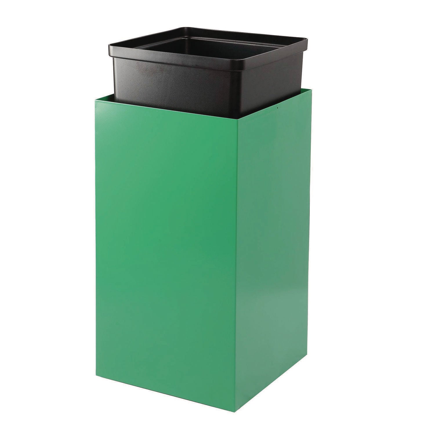 29 Gallon Trash/Recycling Cans, Steel, Green Mixed Recycling Can with Square Lid, Black Trash Can with Square Lid Alpine Industries Flipcost