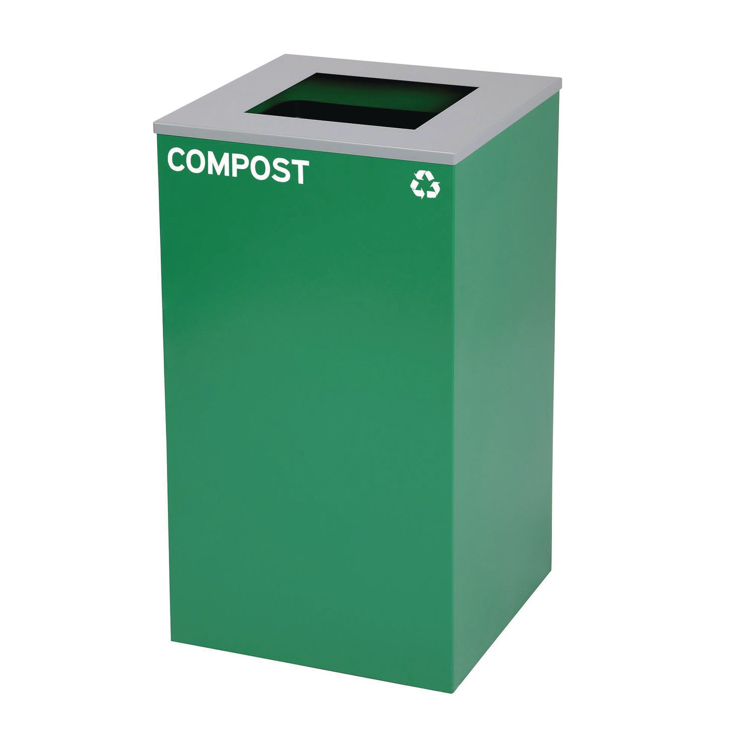 29 Gallon Trash/Recycling Cans, Steel, Blue Cans/Bottles Recycling Can, Green Compost Can, Black Trash Can with Square Lids Alpine Industries Flipcost