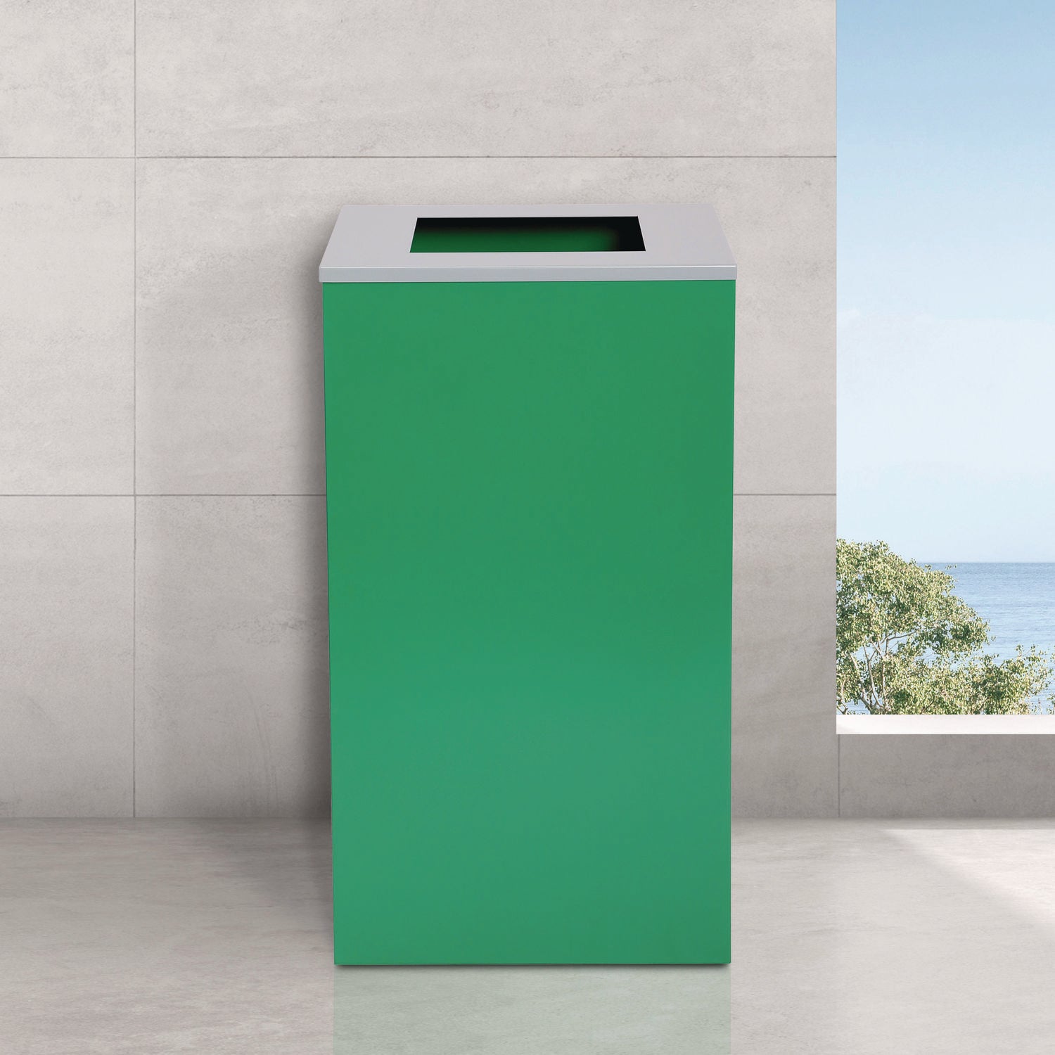 29 Gallon Trash/Recycling Cans, Steel, Green Can with Square Lid Alpine Industries Flipcost