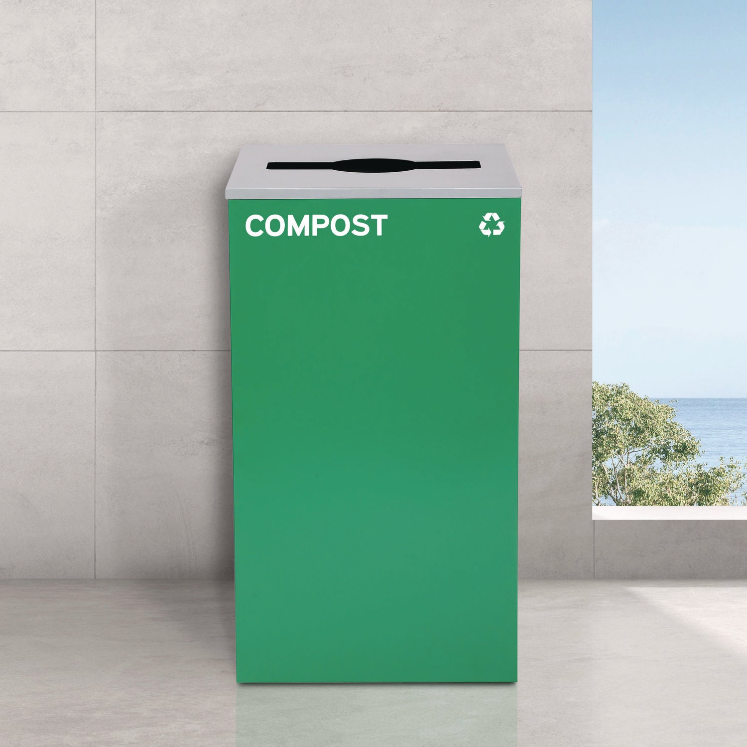 29 Gallon Trash/Recycling Cans, Steel, Green Compost Can with Mixed Lid Alpine Industries Flipcost