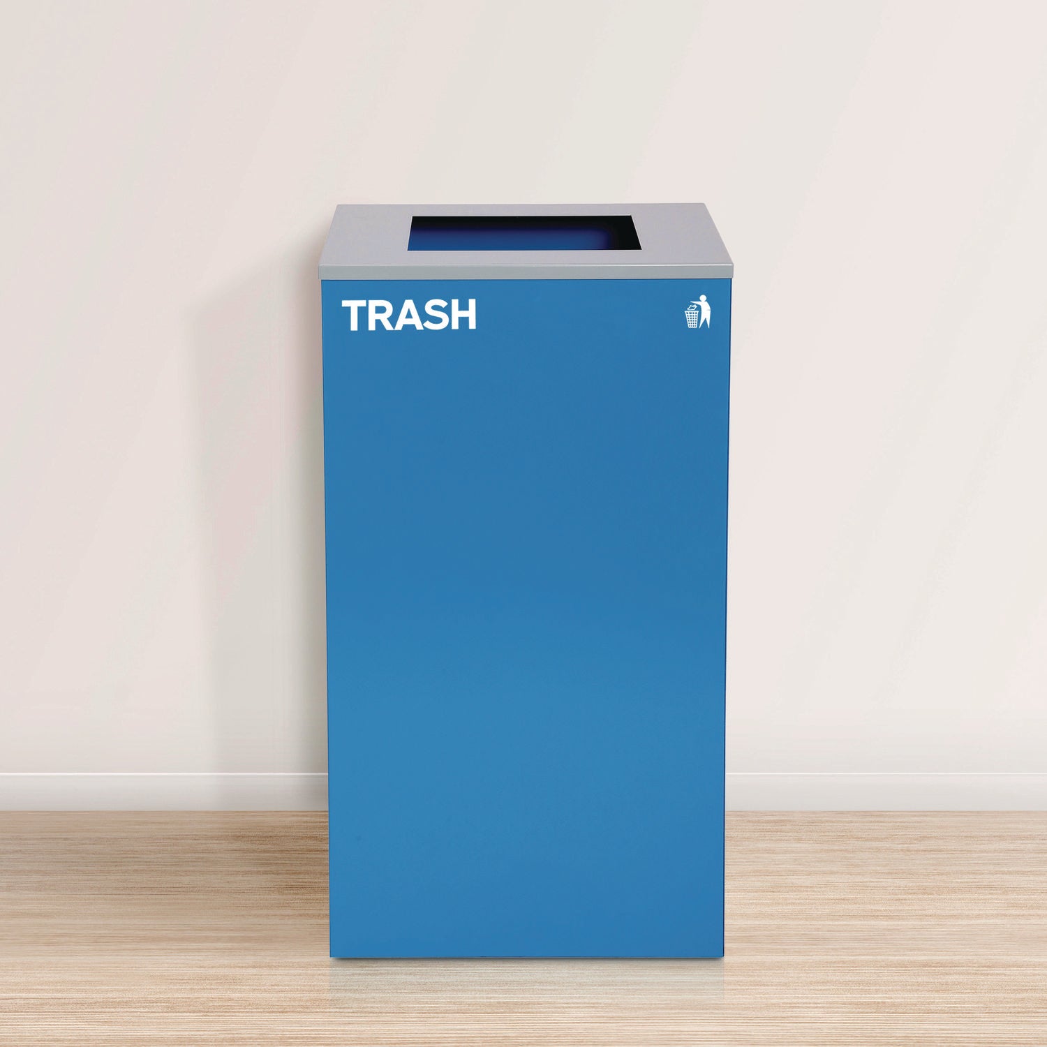 29 Gallon Trash/Recycling Cans, Steel, Blue Trash Can with Square Lid Alpine Industries Flipcost