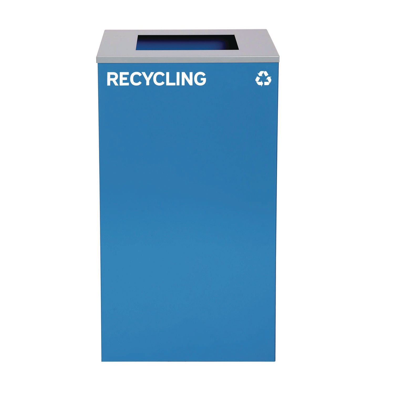 29 Gallon Trash/Recycling Cans, Steel, Blue Recycling Can with Square Lid