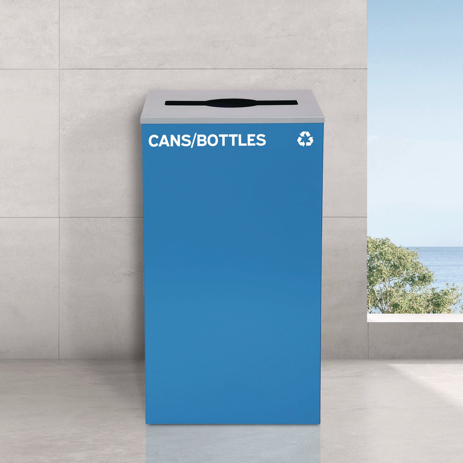 29 Gallon Trash/Recycling Cans, Steel, Blue Cans/Bottles Recycling Can with Mixed Lid Alpine Industries Flipcost