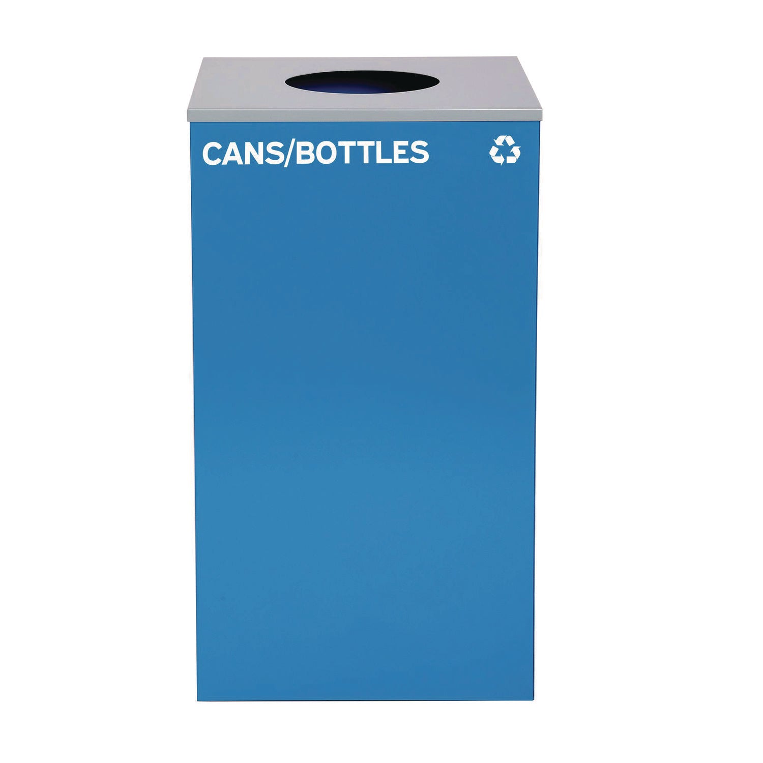 29 Gallon Trash/Recycling Cans, Steel, Blue Cans/Bottles Recycling Can with Circle Lid