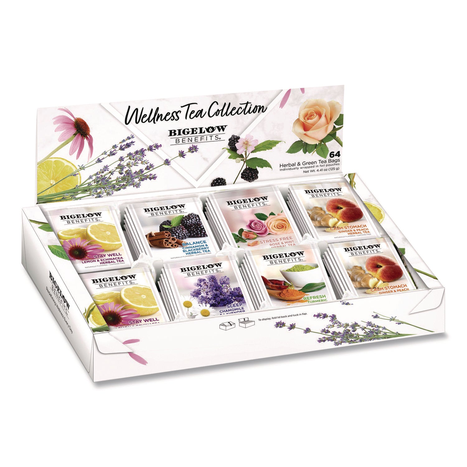 Bigelow® Benefits Wellness Tea Bags, Assorted Flavors, 64/Box