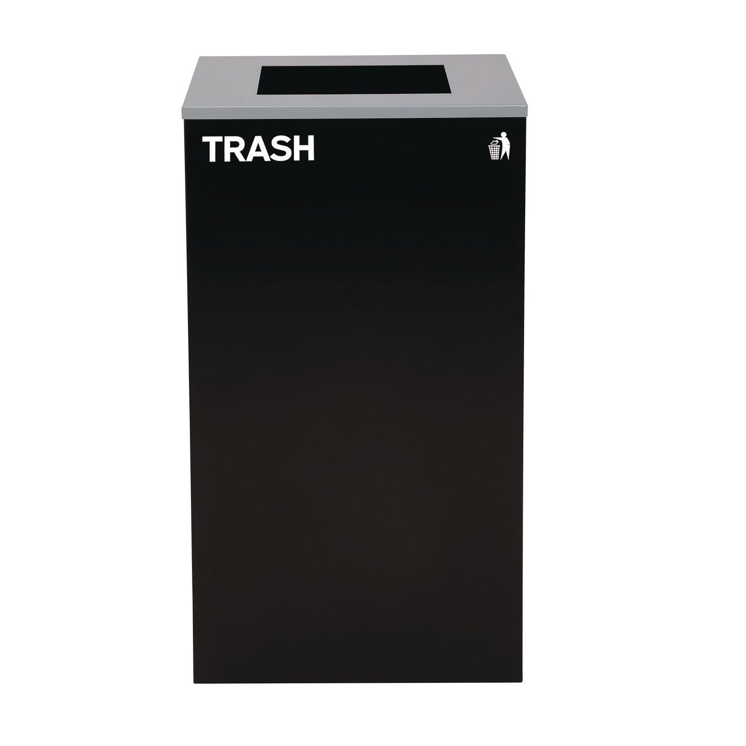 29 Gallon Trash/Recycling Cans, Steel, Black Trash Can with Square Lid