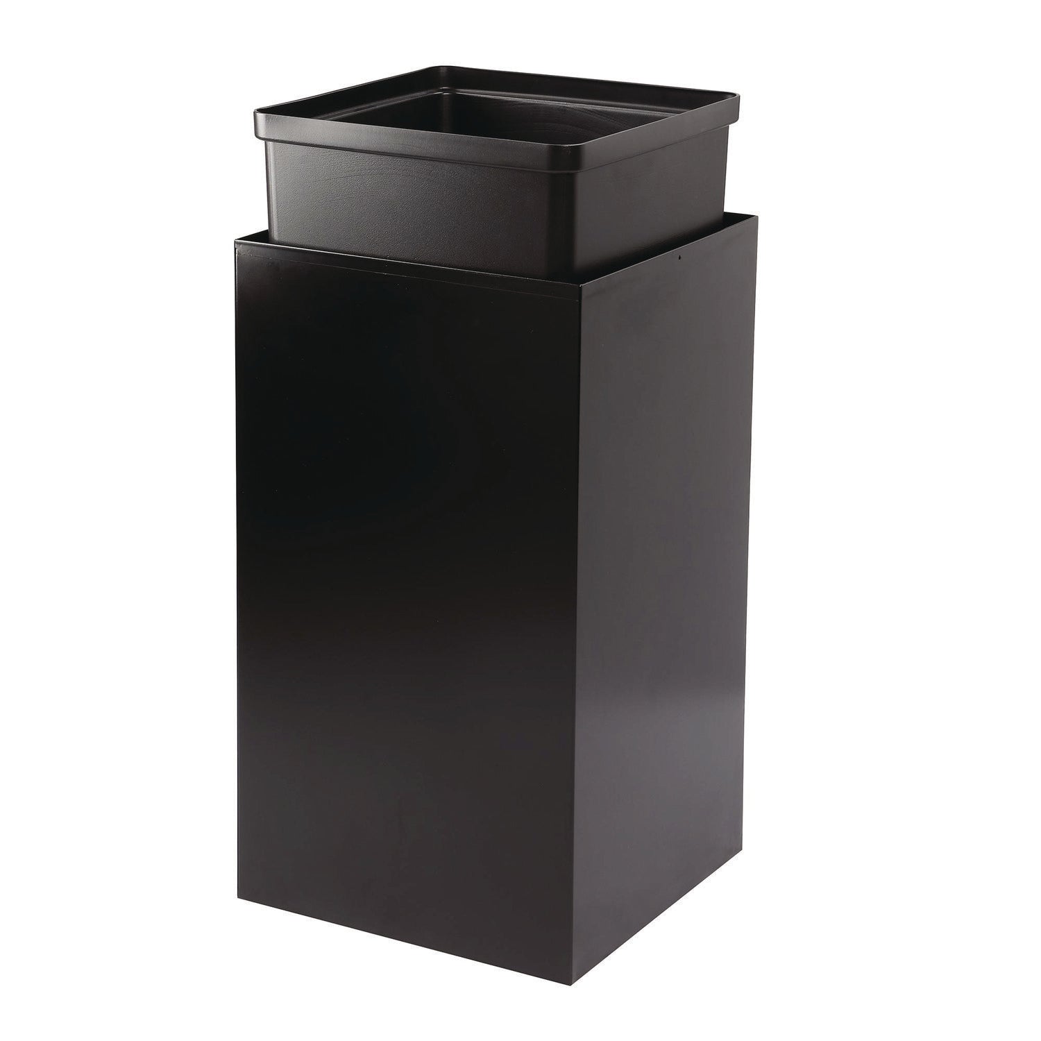 29 Gallon Trash/Recycling Cans, Steel, Black Can with Square Lid Alpine Industries Flipcost