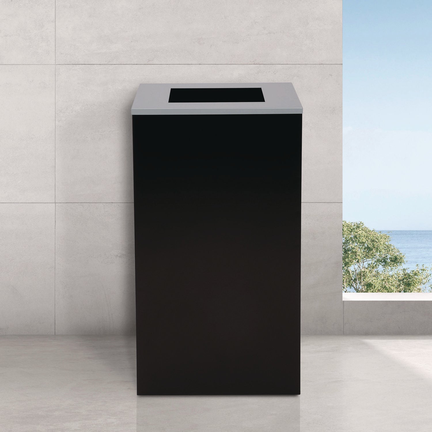 29 Gallon Trash/Recycling Cans, Steel, Black Can with Square Lid Alpine Industries Flipcost