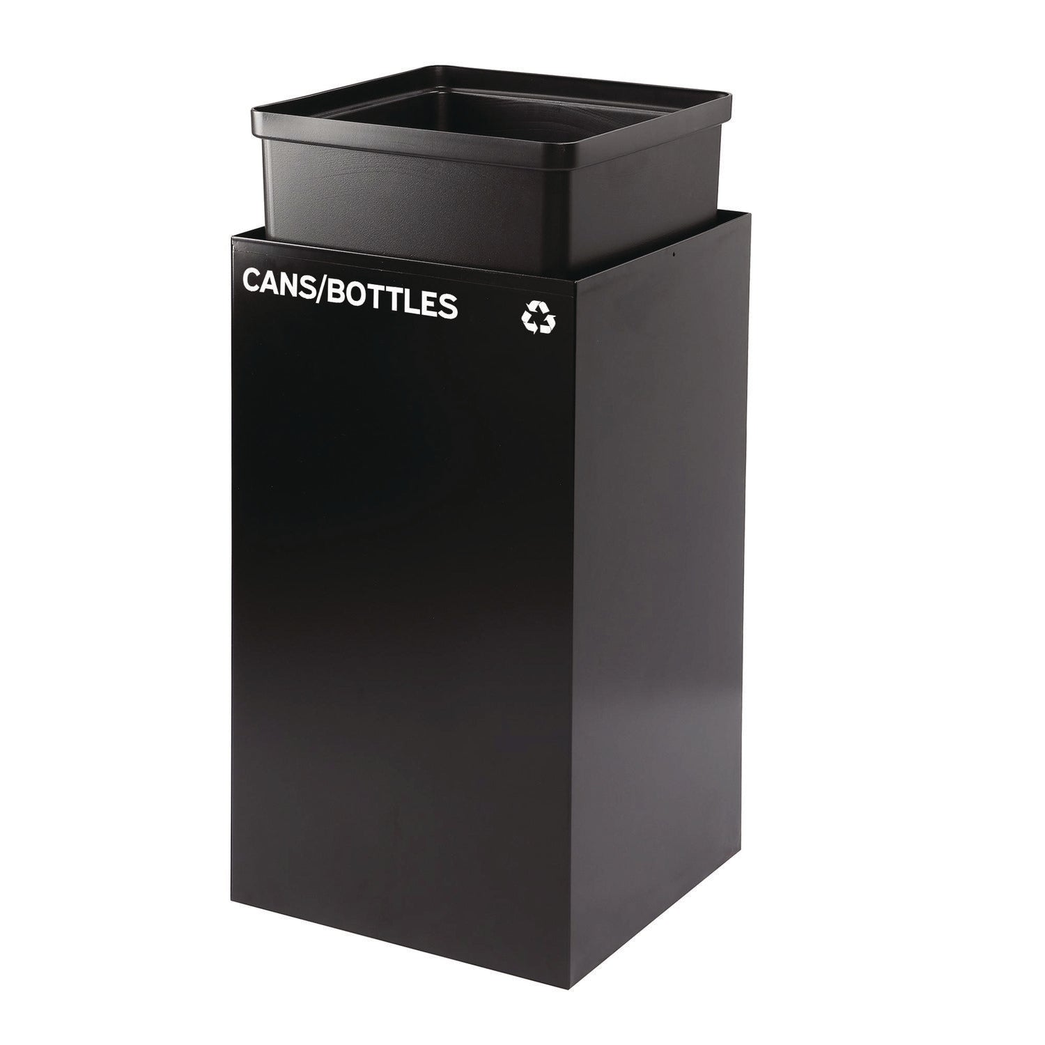 29 Gallon Trash/Recycling Cans, Steel, Black Cans/Bottles Recycling Can with Mixed Lid Alpine Industries Flipcost