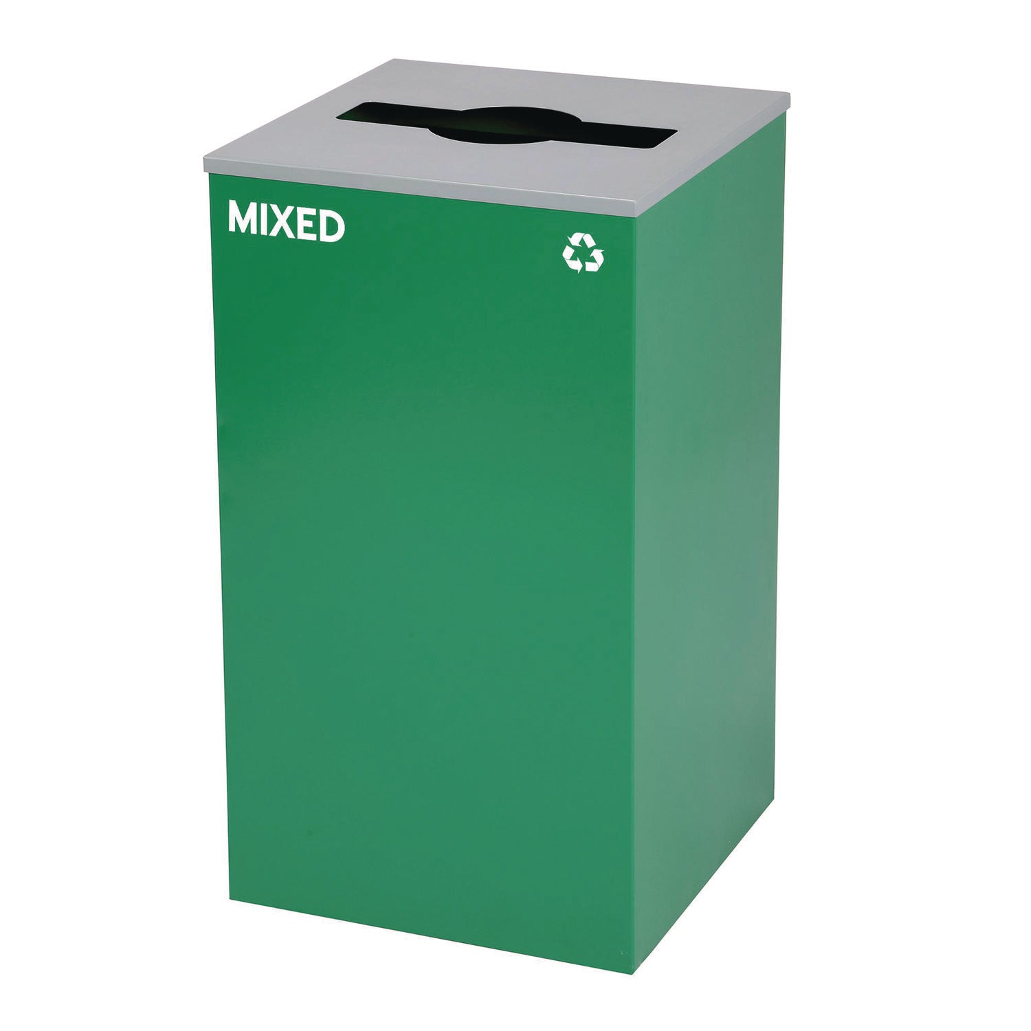 29 Gallon Trash/Recycling Cans, Steel, Blue Recycling and Black Trash Cans w/Square Lid, Green Mixed Recycling Can Mixed Lid Alpine Industries Flipcost