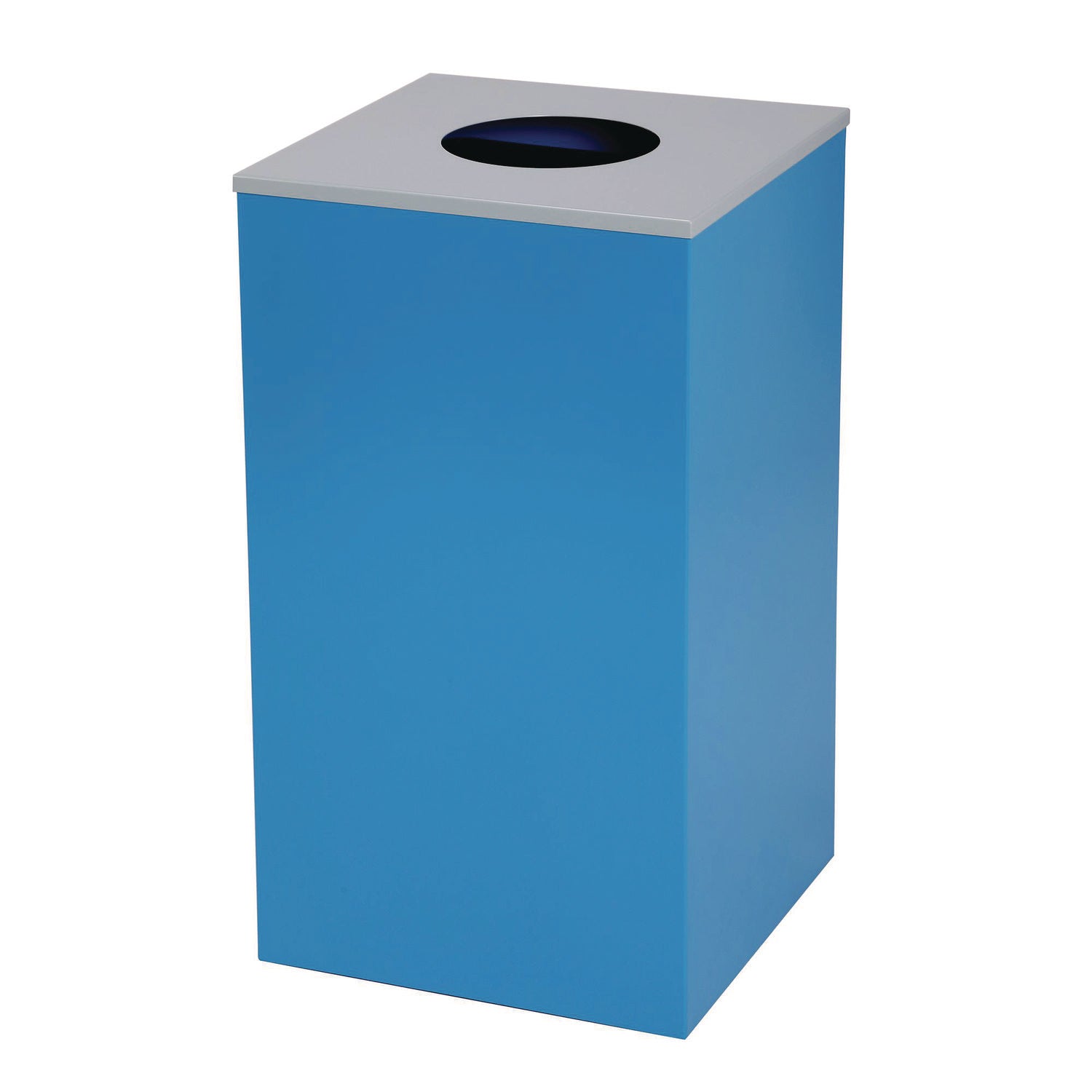 29 Gallon Trash/Recycling Cans, Steel, Blue Mixed Recycling Can w/Circle Lid, Green Compost and Black Trash Cans w/Sq Lids Alpine Industries Flipcost