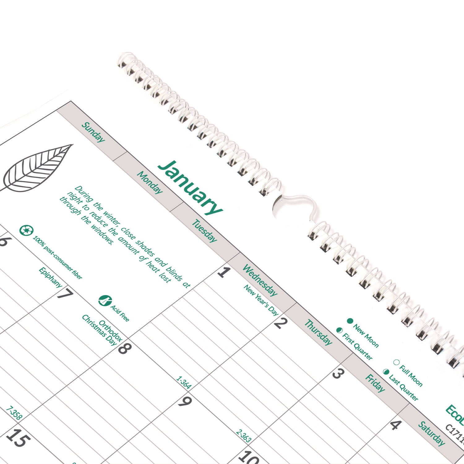 EcoLogix Monthly Wall Calendar, EcoLogix Artwork, 12 x 17, White/Green Sheets, 12-Month (Jan to Dec): 2025 Brownline® Flipcost