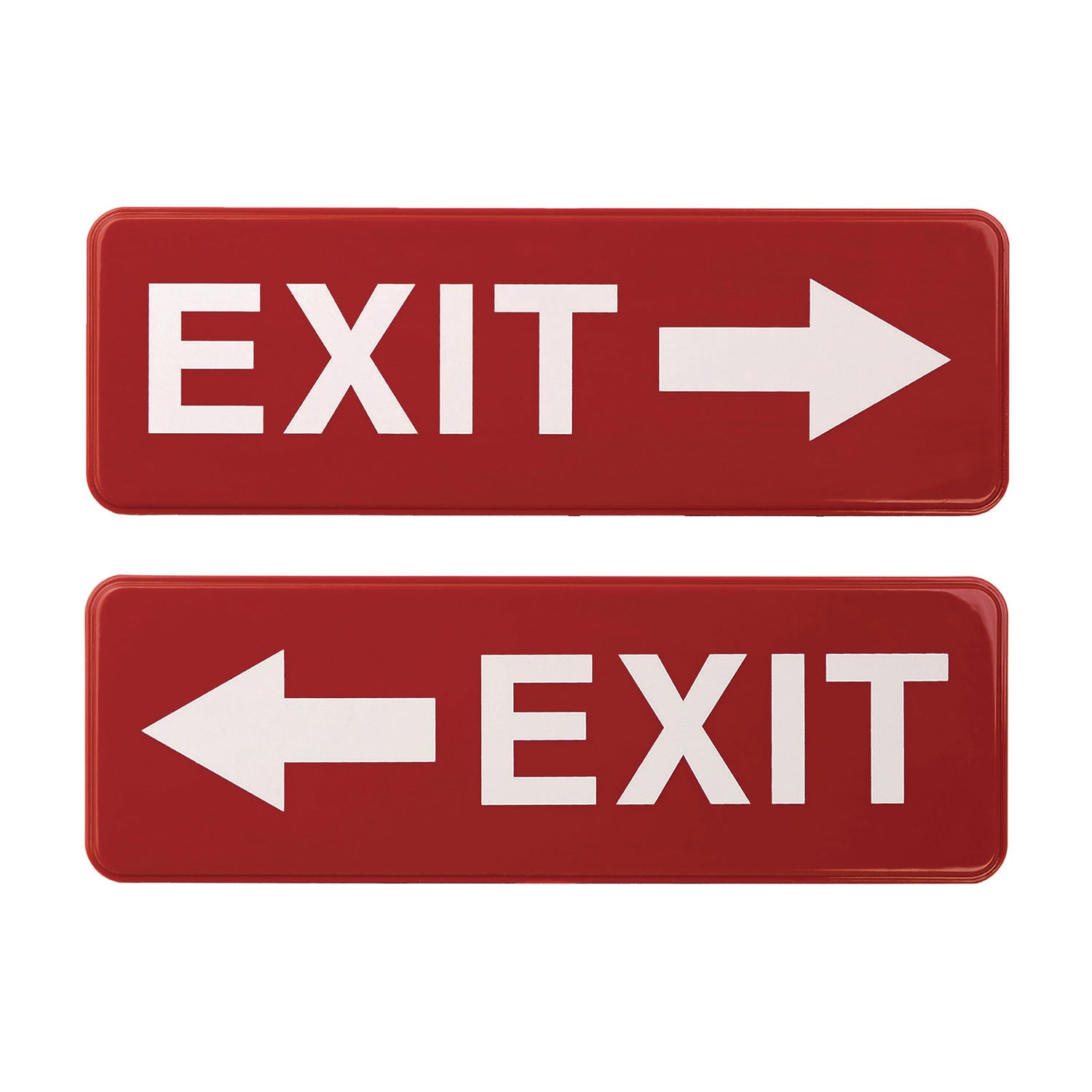 Excello Global Products® Emergency Exit Indoor/Outdoor Wall Sign, 9 x 3, Red Face, White Graphics, 2/Pack