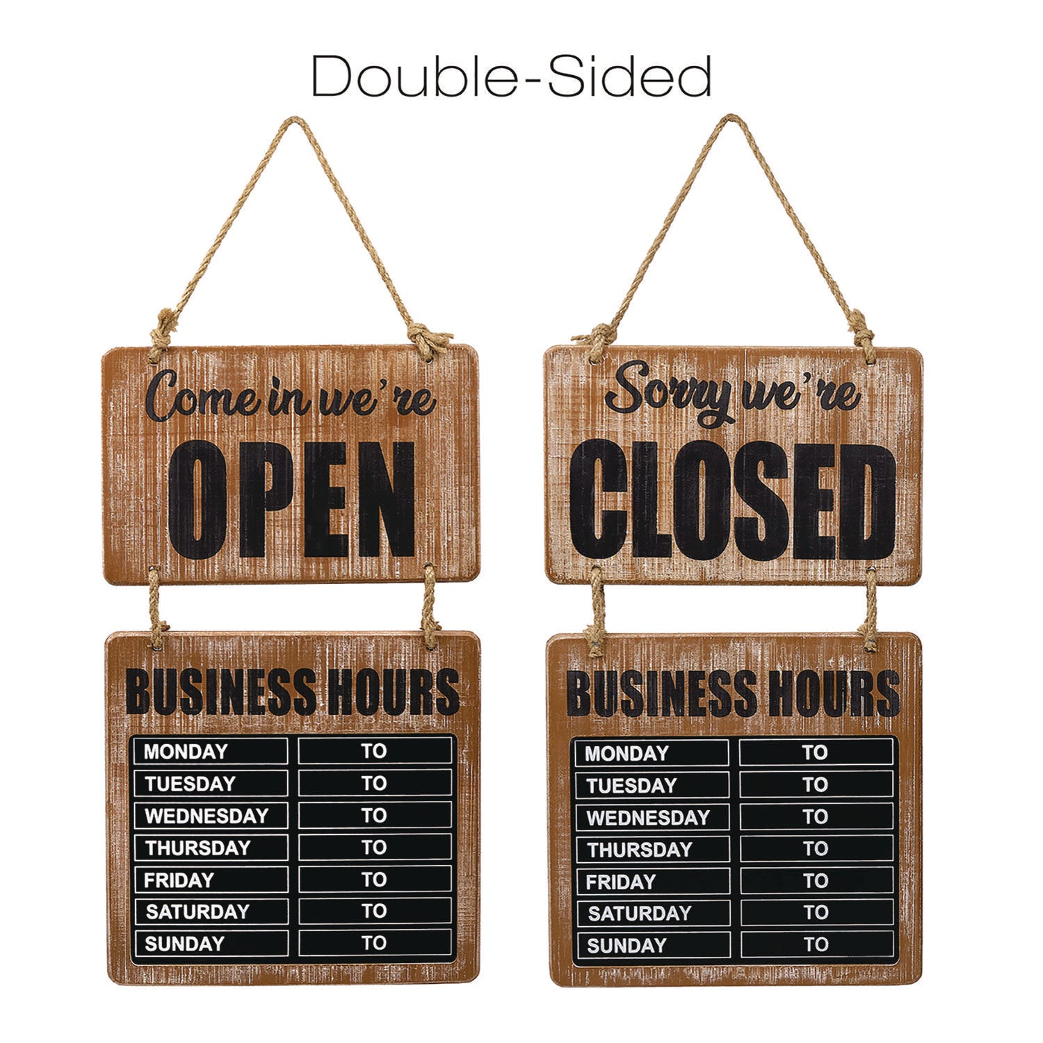 Excello Global Products® Business Hours Outdoor Sign, 9.75 x 22.5, Brown Face, Black/White Lettering, Chalkboard