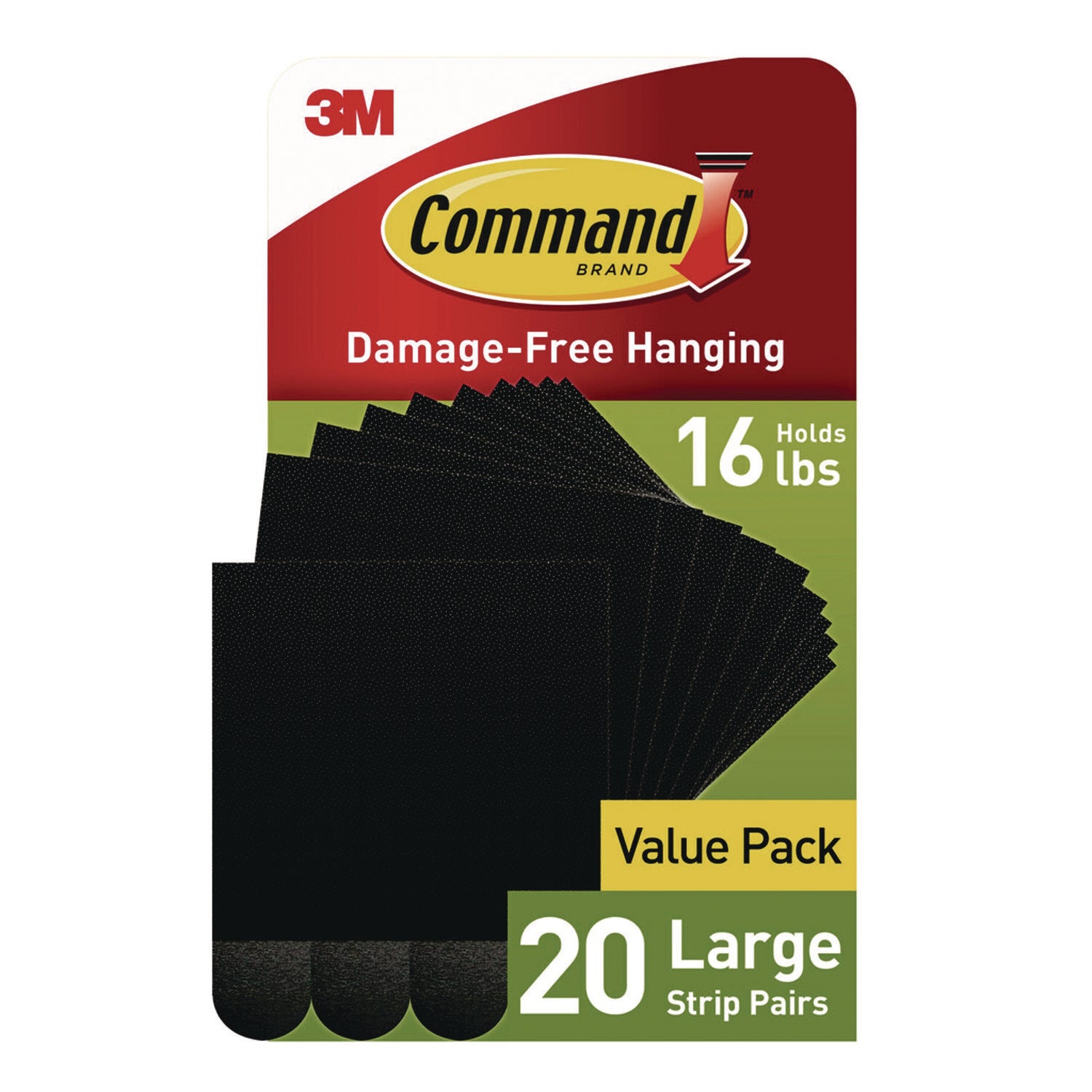 Command™ Picture Hanging Strips, Large, Removable, Holds up to 16 lbs per 4 Pairs, 20 Strip Pairs/Pack