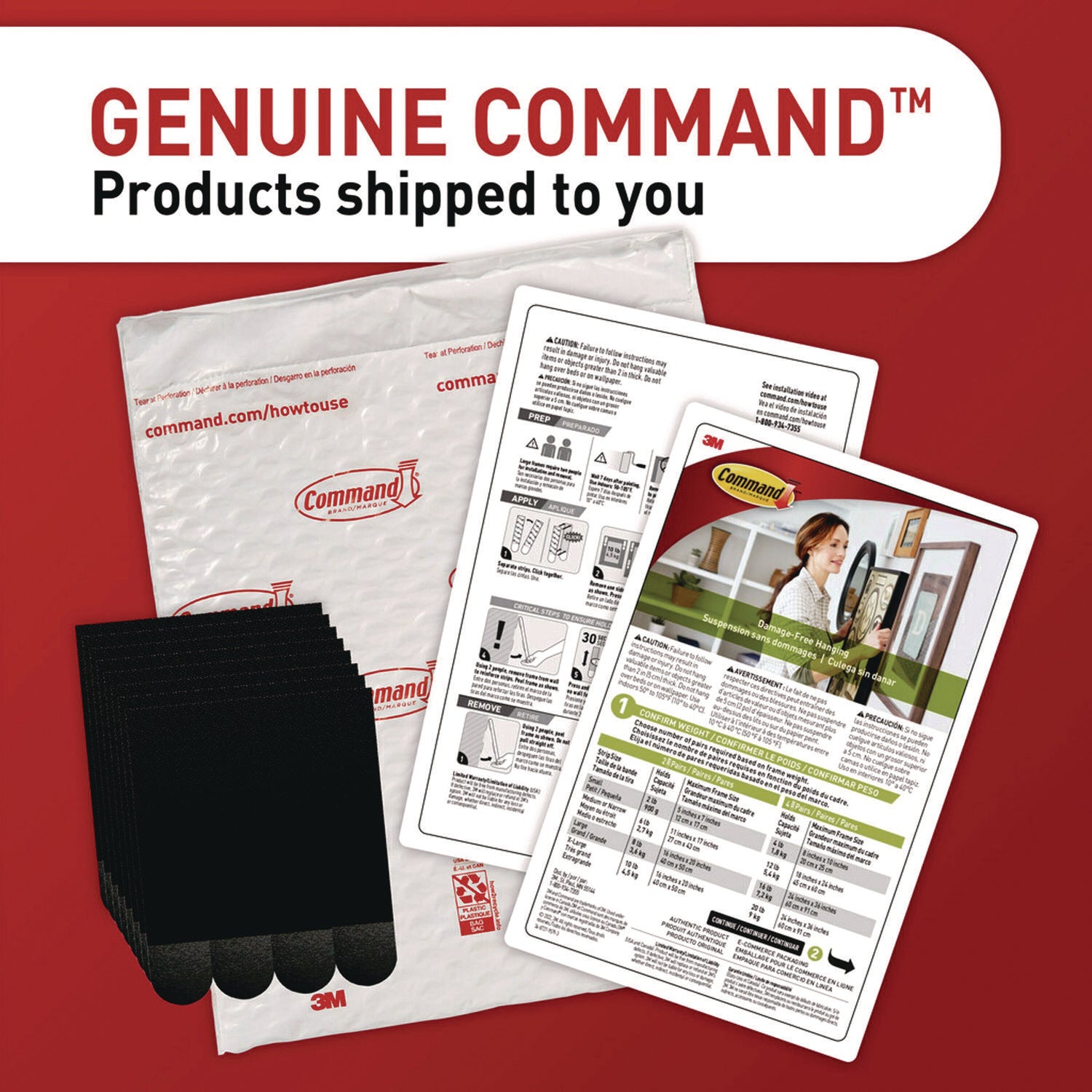 Command™ Picture Hanging Strips, X-Large, Removable, Holds up to 20 lbs per 4 Pairs, 16 Strip Pairs/Pack