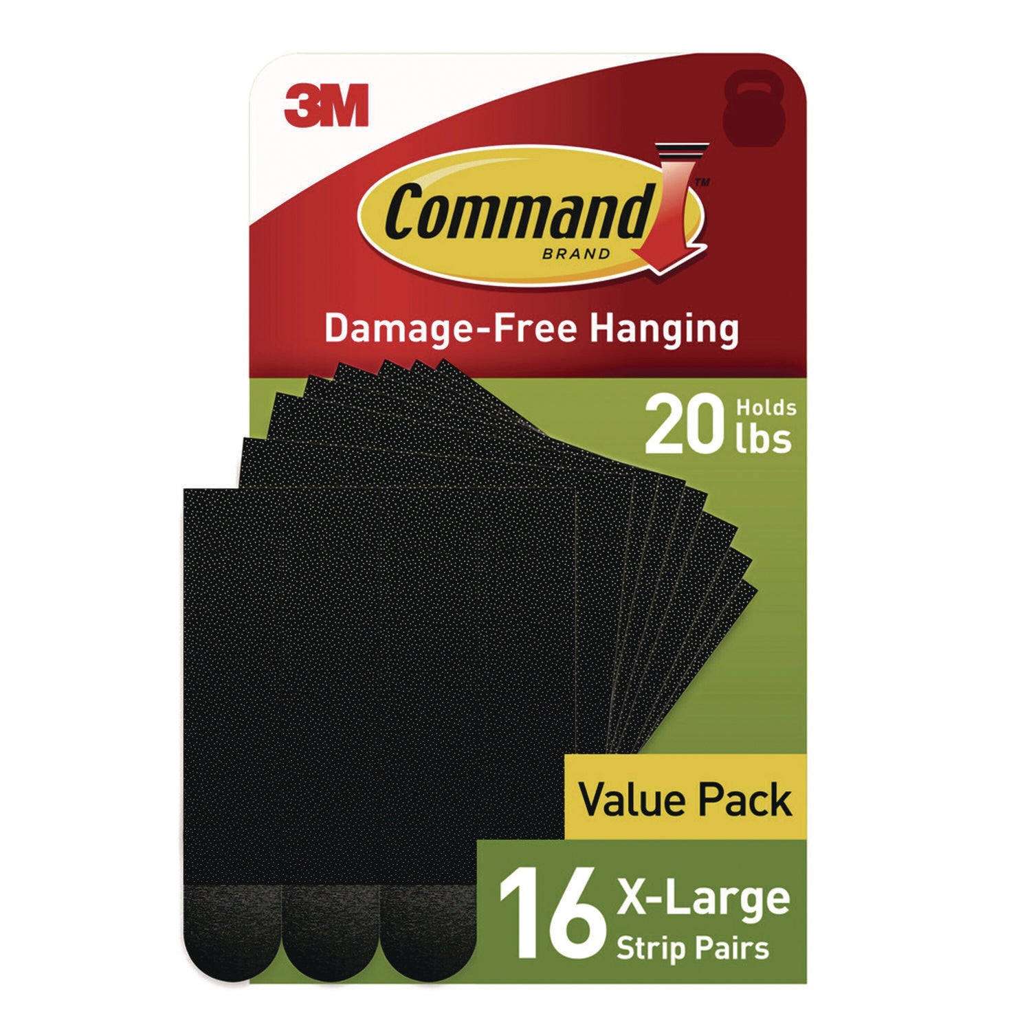 Command™ Picture Hanging Strips, X-Large, Removable, Holds up to 20 lbs per 4 Pairs, 16 Strip Pairs/Pack