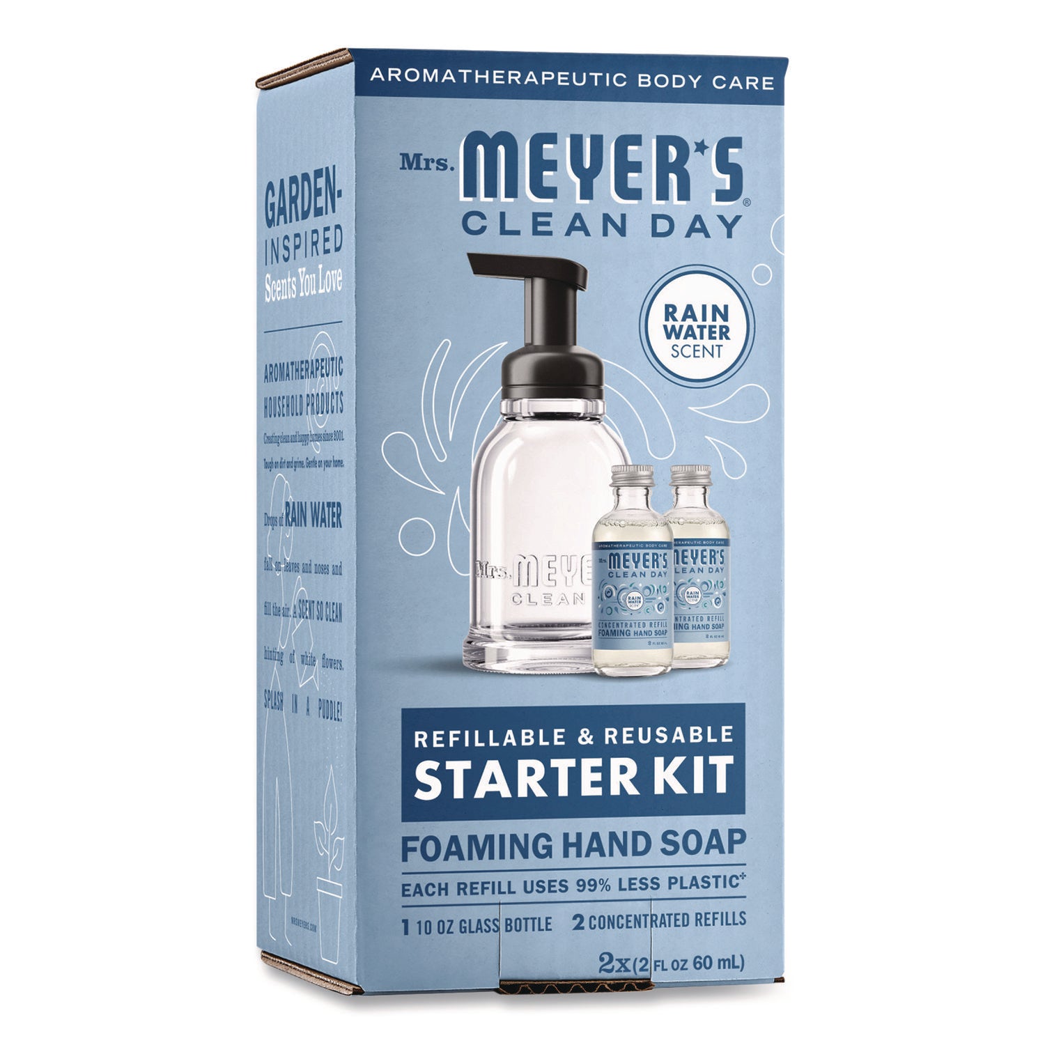 Mrs. Meyer's® Foaming Hand Soap Concentrate Starter Kit, Rain Water, (2) 2 oz Refill Bottles, 10 oz Dispenser Bottle